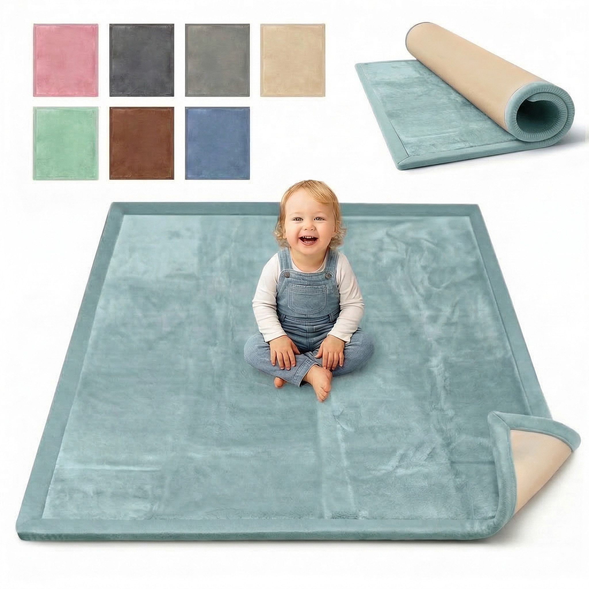 BabyBeFun Spielmatte [Extra Weich] 3cm dicke Krabbelmatte Baby, hochwertiger Memory-Schaum, Rutschfest, Deutsche Marke