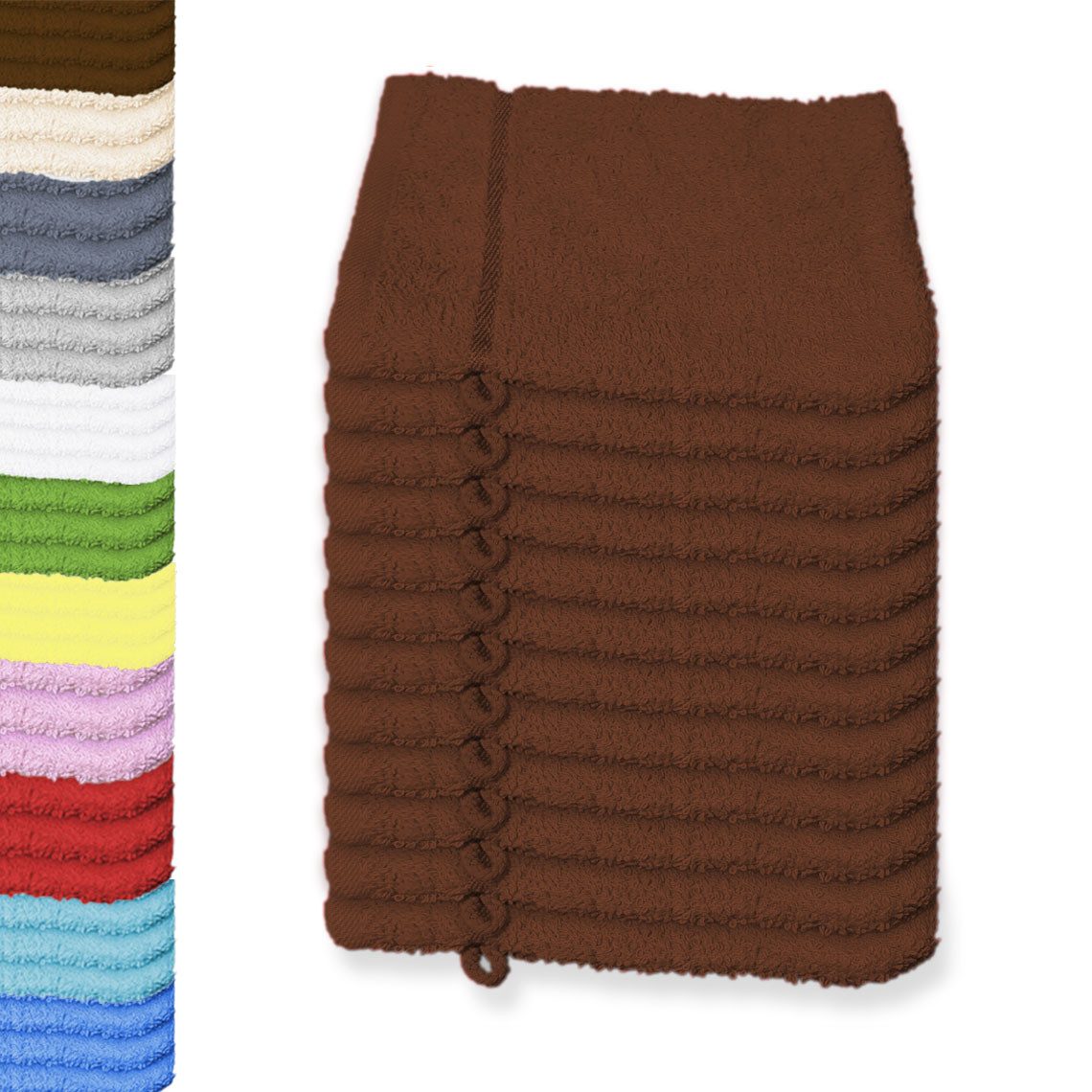 Buymax Waschhandschuh Premium Waschhandschuhe, Waschlappen Set, Frottee: 100% Baumwolle (Spar-Set, 12-St), 15 x 21 cm, mit Aufhängeschlaufe, weich, saugstark