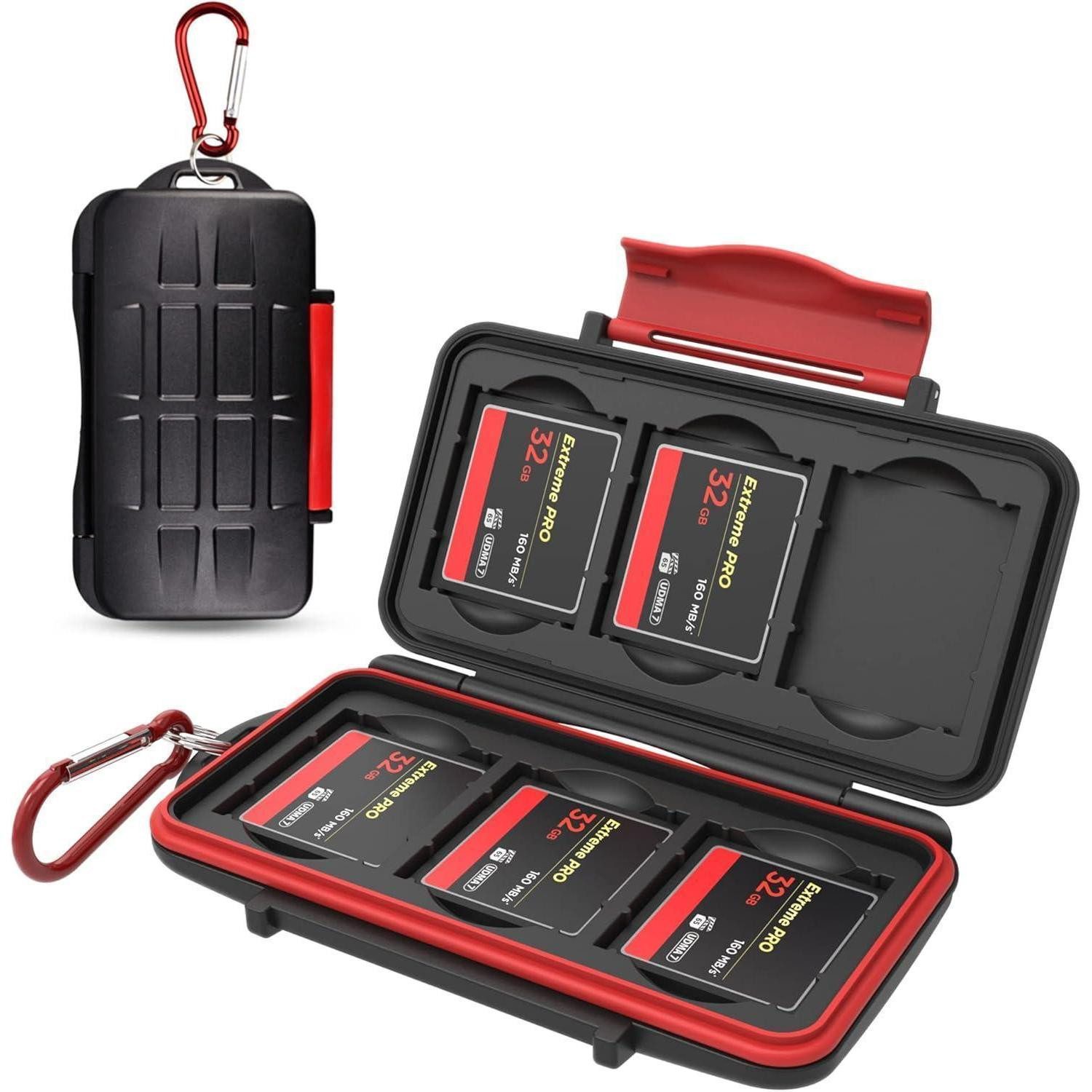 LuxusKollektion Foto-Hülle CF x 6 Speicherkarten Aufbewahrung Wasserfest Anti-Schock-Halter