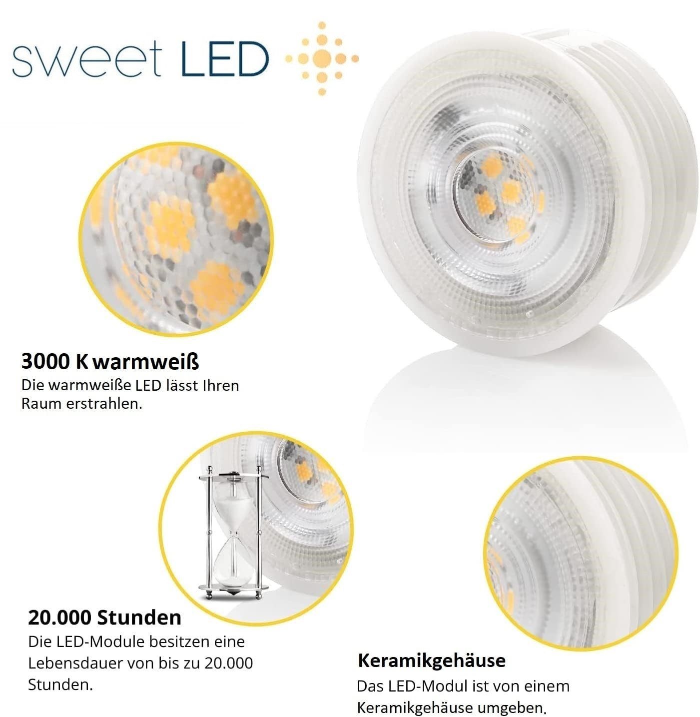 Sweet LED LED-Leuchtmittel 4er Set 5W LED Modul 320lm warmweiß flach Sparpa günstig online kaufen
