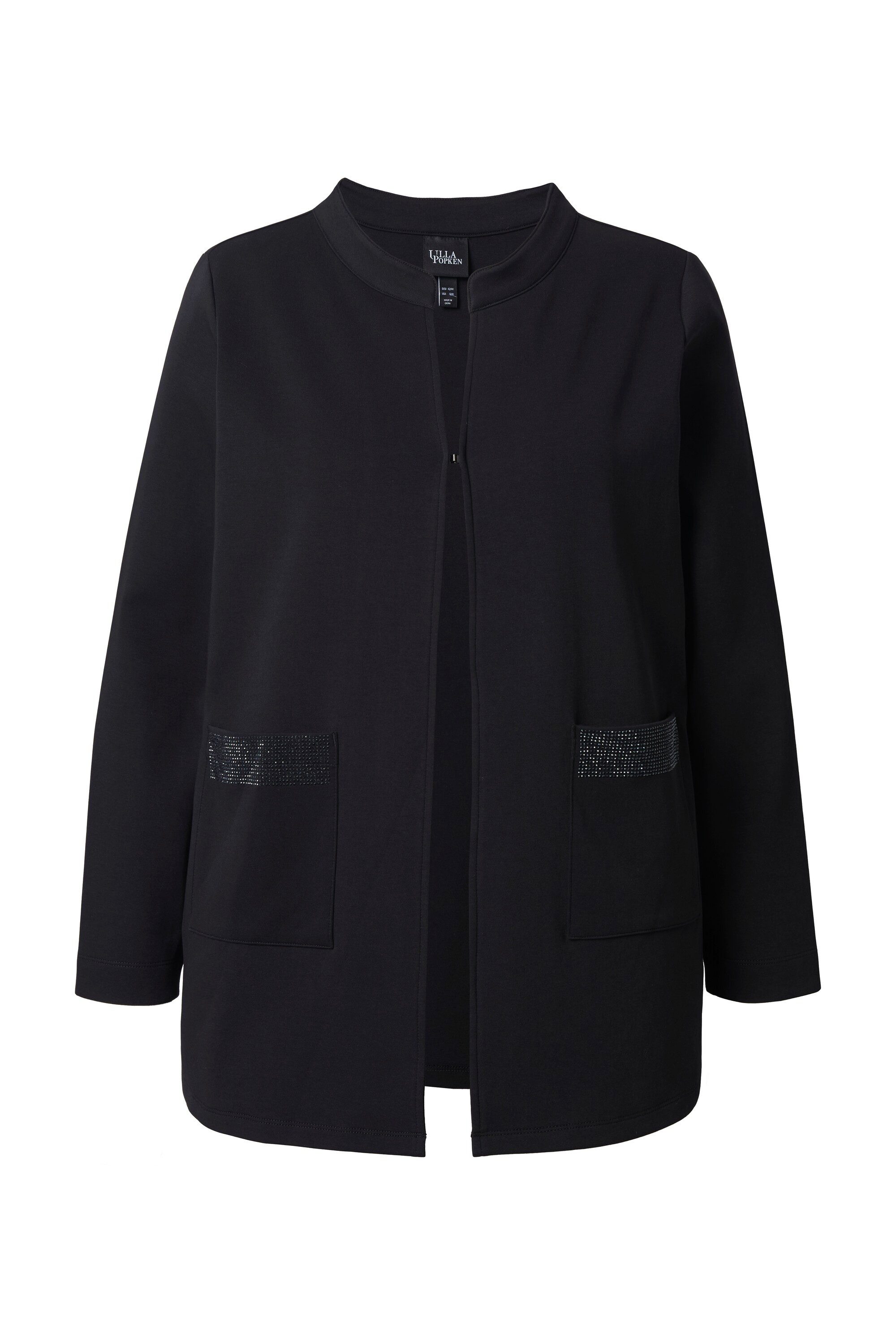 Ulla Popken Sweatjacke Sweatjacke Ziersteine Rundhals Hakenverschluss günstig online kaufen