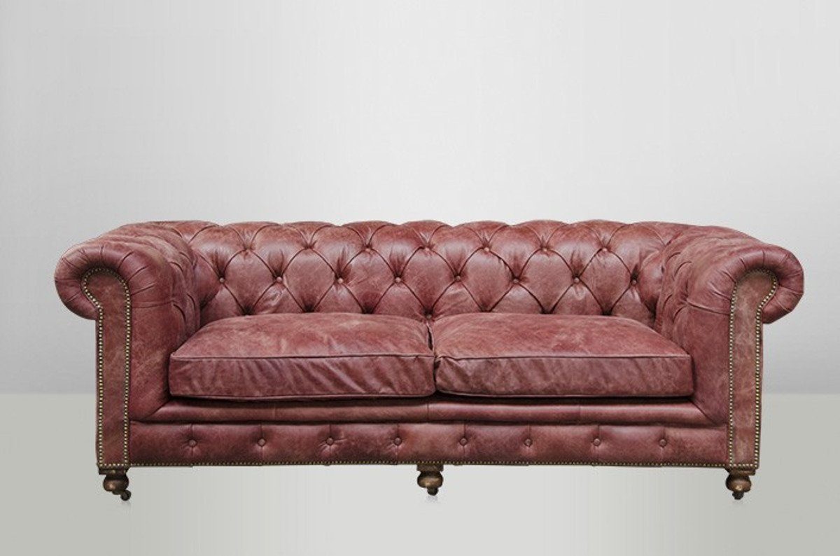 Vintage von Chesterfield-Sofa Leder Red Padrino Echt Leder Casa Seater Galata Chesterfield Luxus 2.5 Sofa