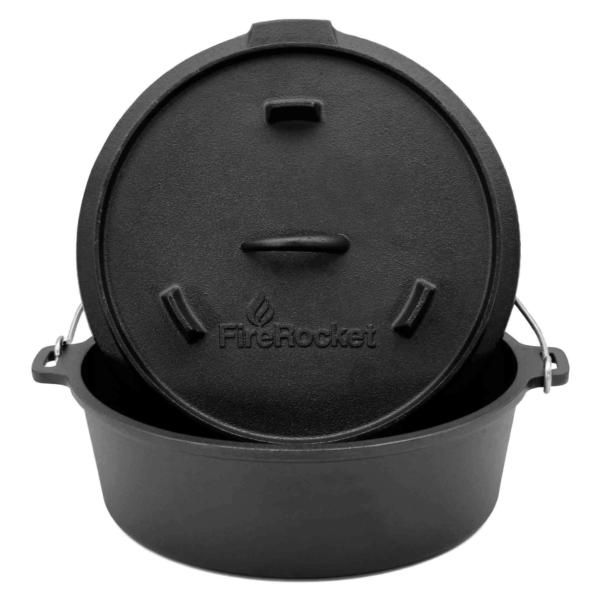 FireRocket Grilltopf Dutch Oven 6qt 5,5L Premium Gusseisen Feuertopf, (Dutch Oven)