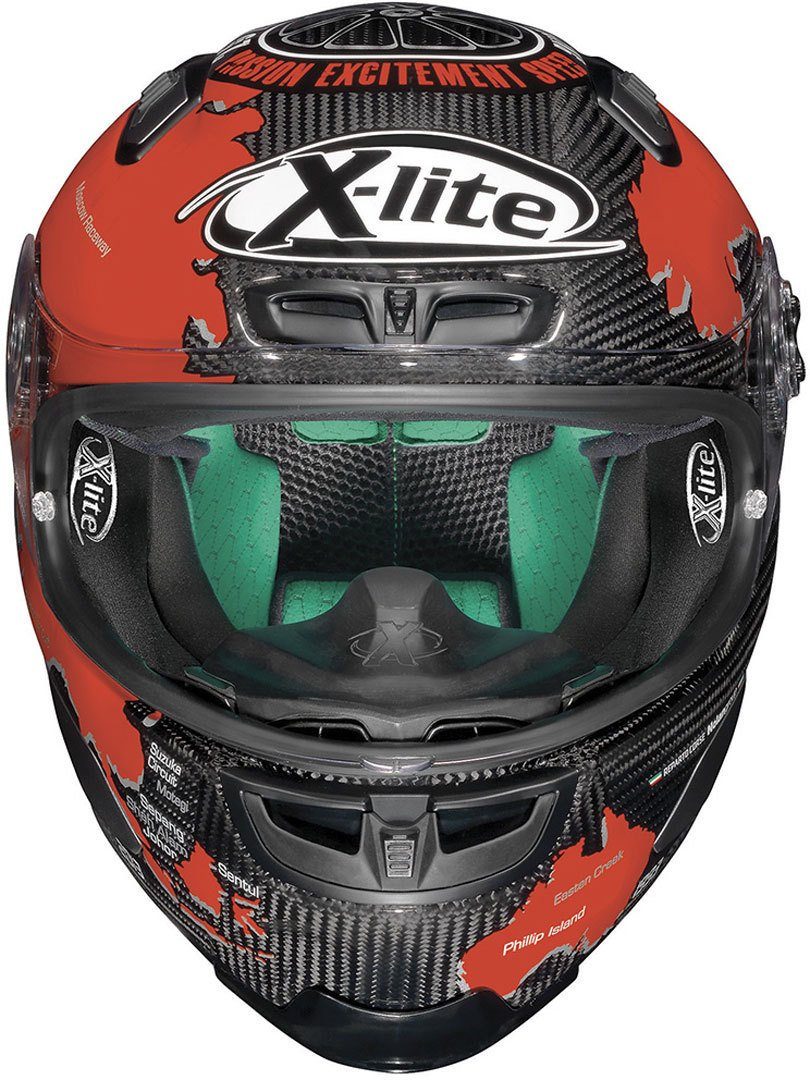 X-lite Motorradhelm X-803 Ultra Carbon Checa Integral Helm, Notfallsystem-Polsterung (EQRS)