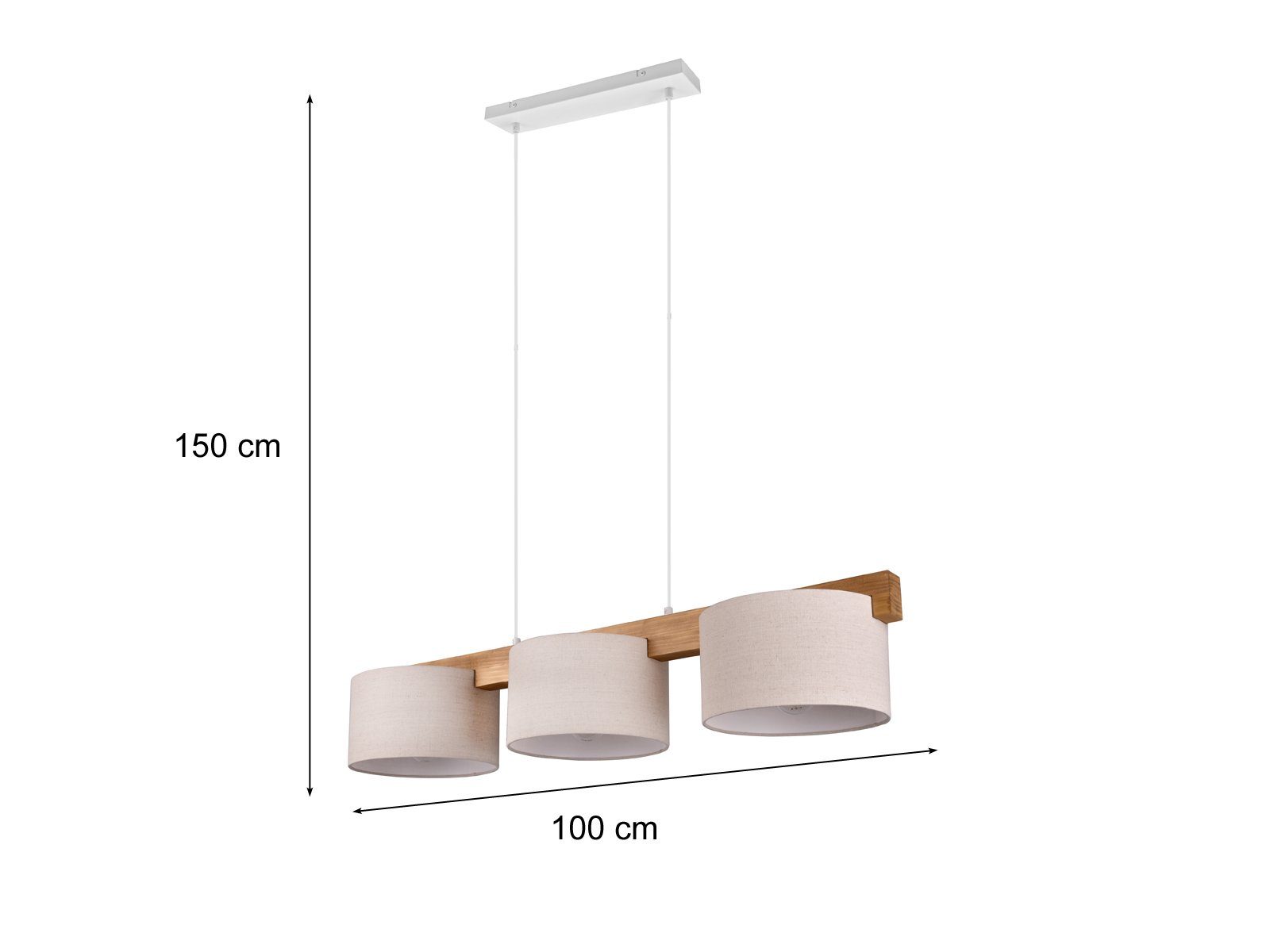 meineWunschleuchte Pendelleuchte, ohne Leuchtmittel, / Stoff Kücheninsel Esstisch & mehr-flammig, Lampen-Schirme / Weiß Holz Beige Holz-Balken