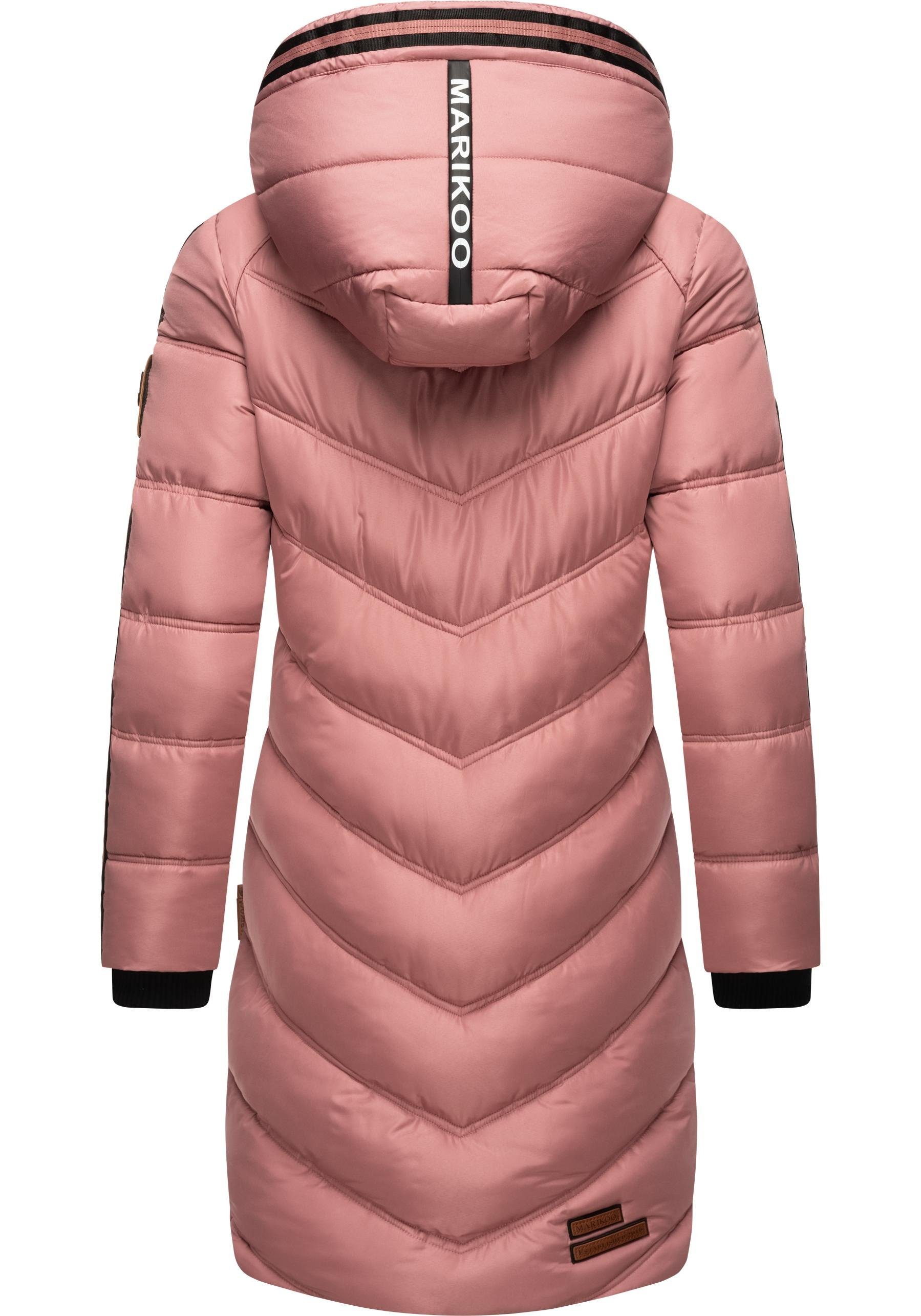 Marikoo Wintermantel Armasa modischer Damen Winter Steppmantel mit Kapuze