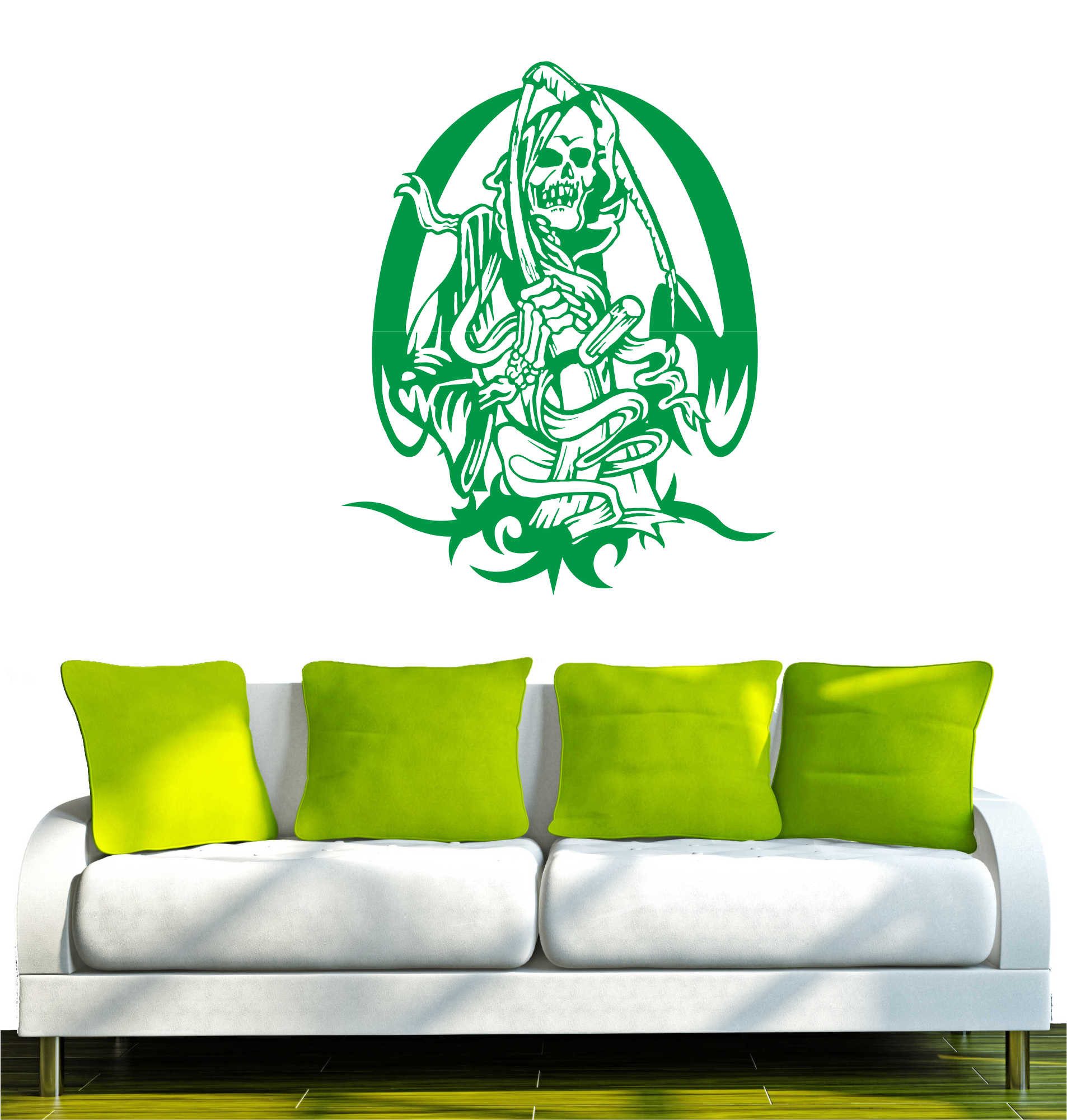 INDIGOS UG Wandtattoo Wandtattoo - Wandaufkleber - w418 Skelett Schädel sehr filigran