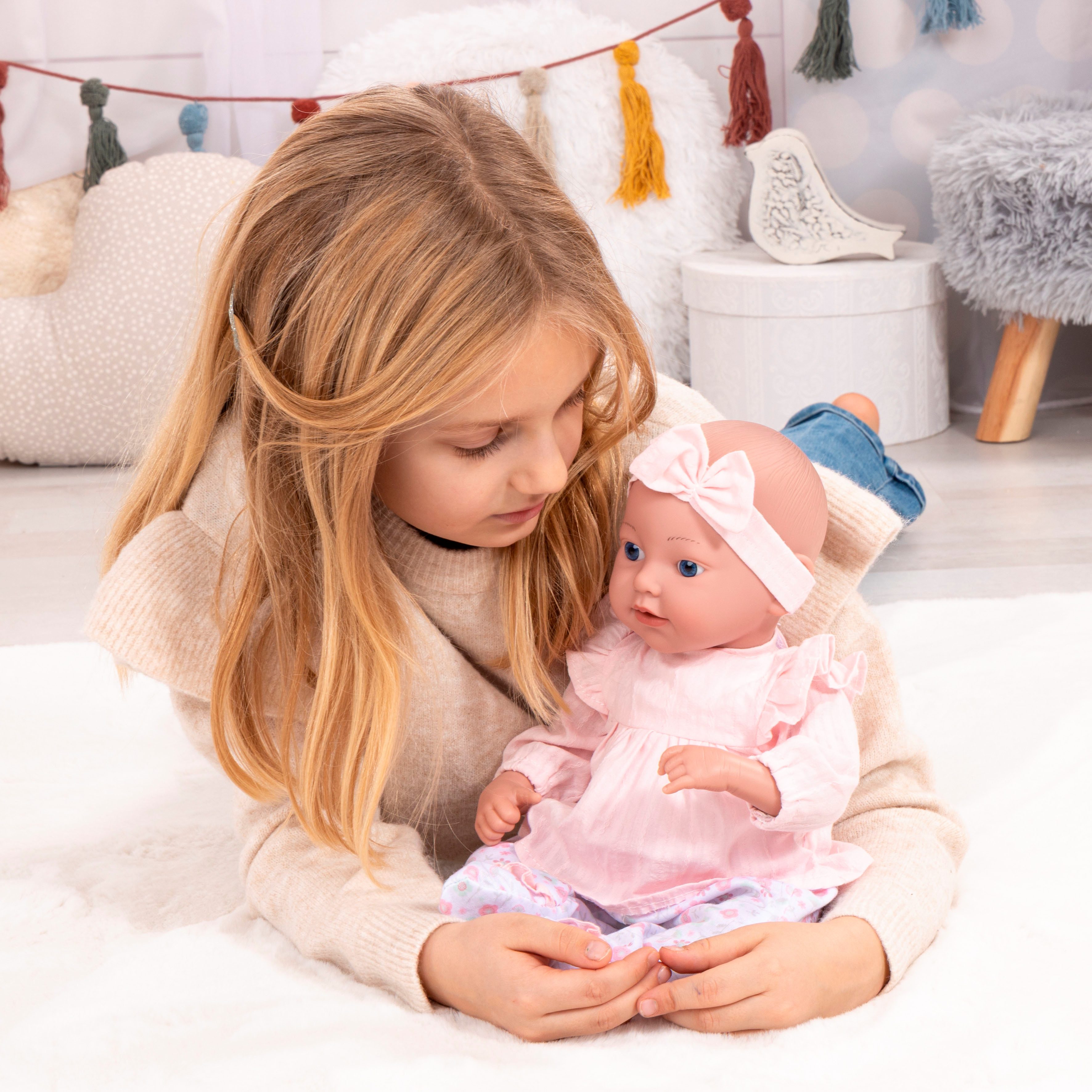 Bayer Babypuppe Reborn Baby, 38 cm Blumen rosa