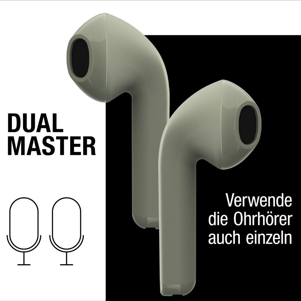 Rebel Kopfhörer Fresh´n Touch-Control-Steuerung, Auto-Kopplung) Twins (Dual-Master-Funktion, Dried Green Core