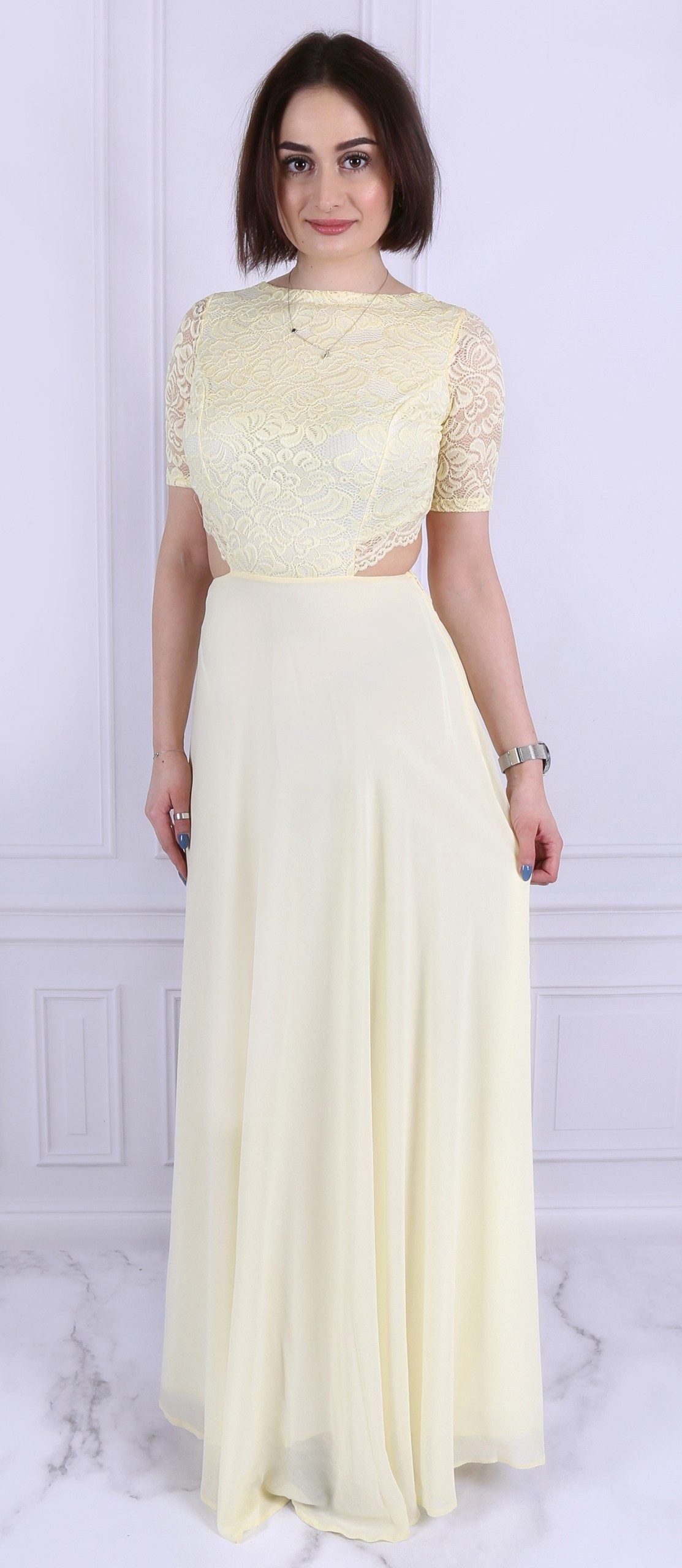 Sarcia.eu Maxikleid Elegantes, gelbes Maxikleid, John Zack XS