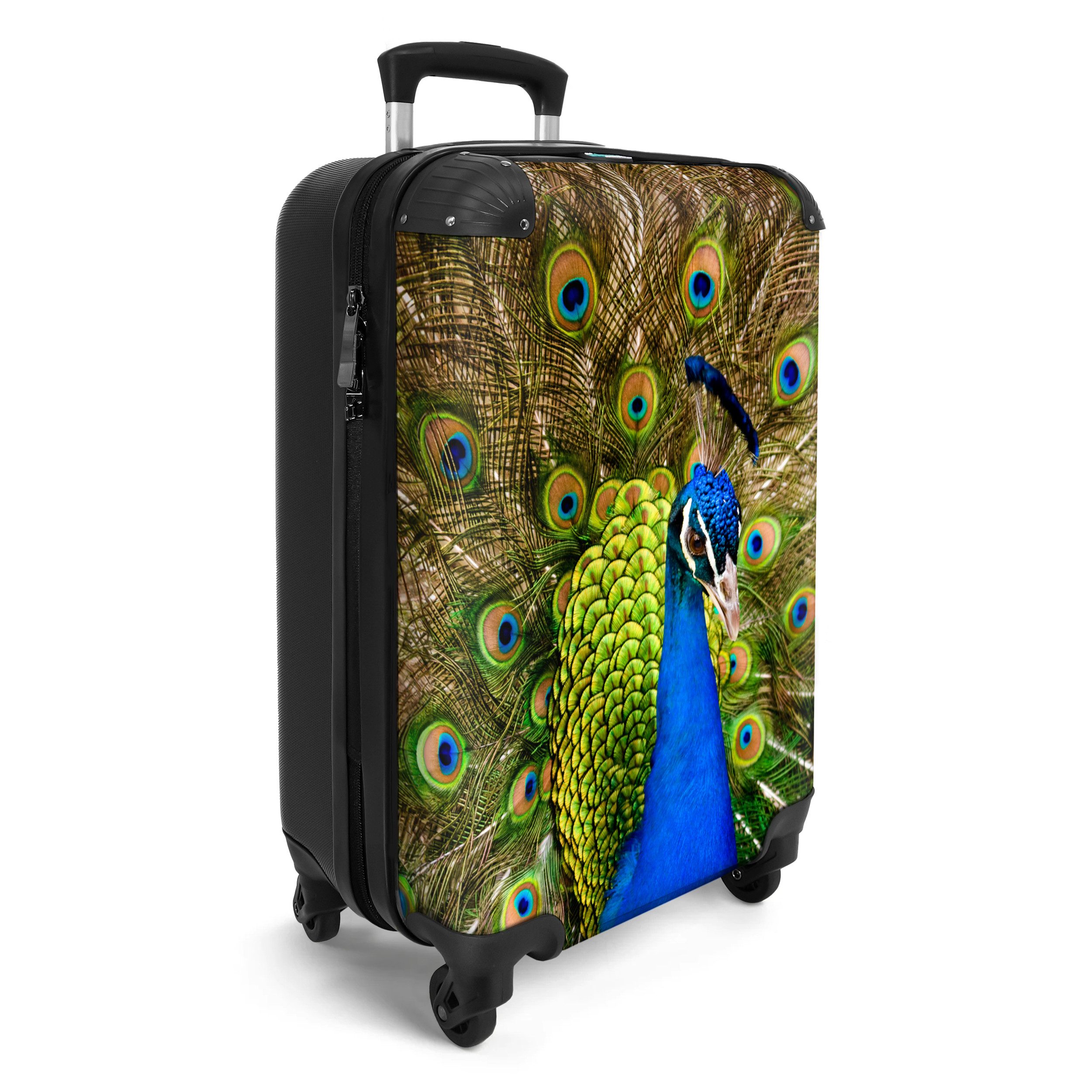 NoBoringSuitcases.com© Hartschalen-Trolley Pfau - Tiere - günstig online kaufen
