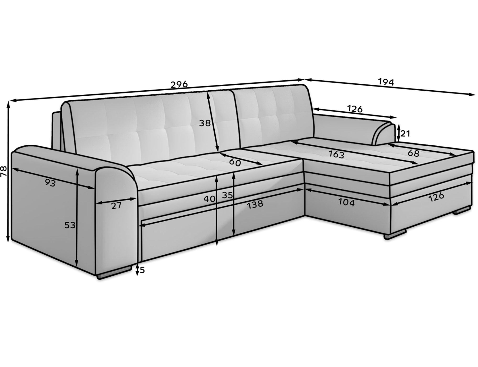 MF Design Ecksofa Ecksofa mit Schlaffunktion in Webstoff, Dolphin / false / Ja