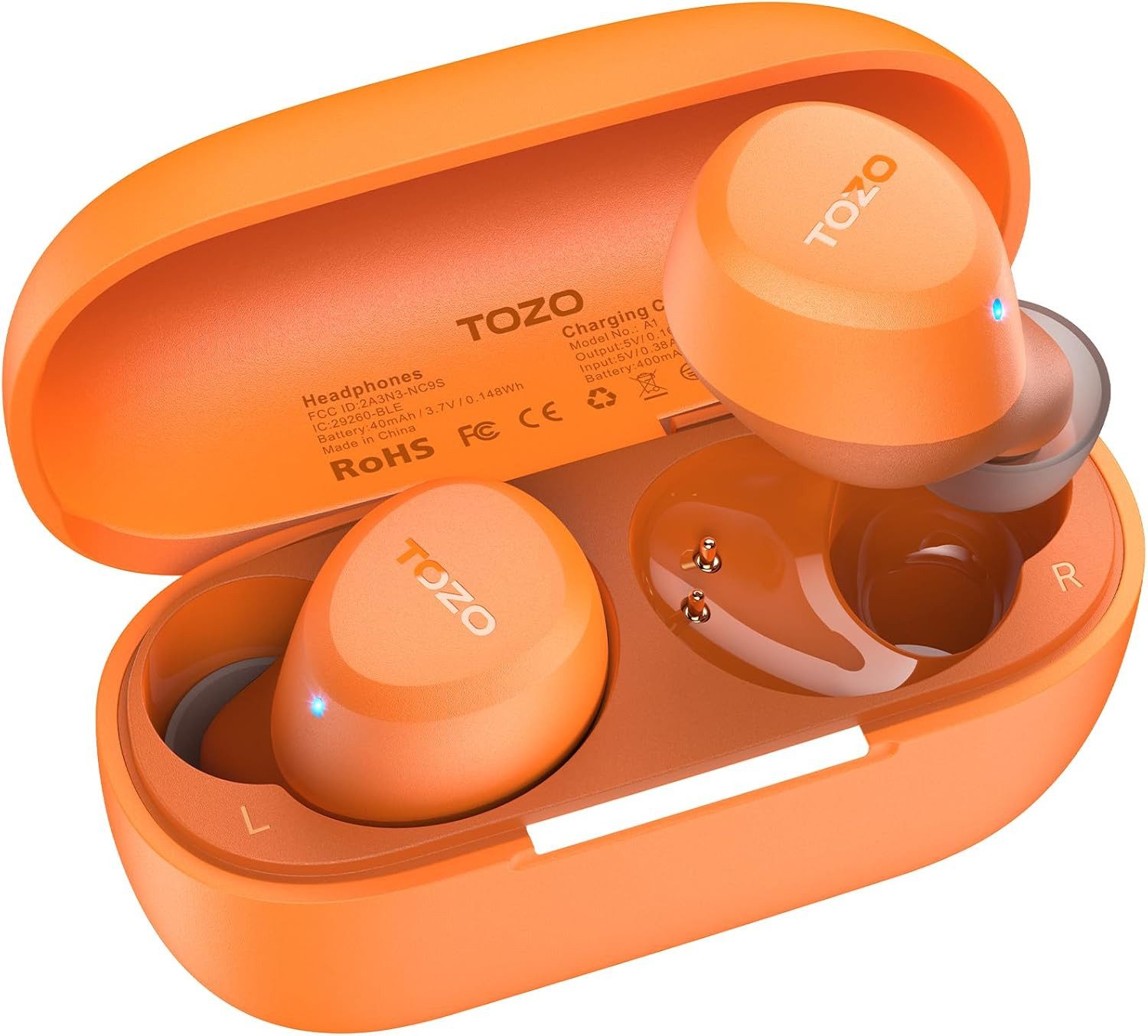 TOZO Ultraleichte Bluetooth Kopfhörer kabellos mit 32 Std. Akkulaufzeit In-Ear-Kopfhörer (True Wireless Earbuds mit kraftvollem Stereo-Sound und klaren Höhen, Mitten sowie tiefen, satten Bässen., Stereo Sound Earbuds mit Touchsteuerung & IPX5 Wasserschutz)