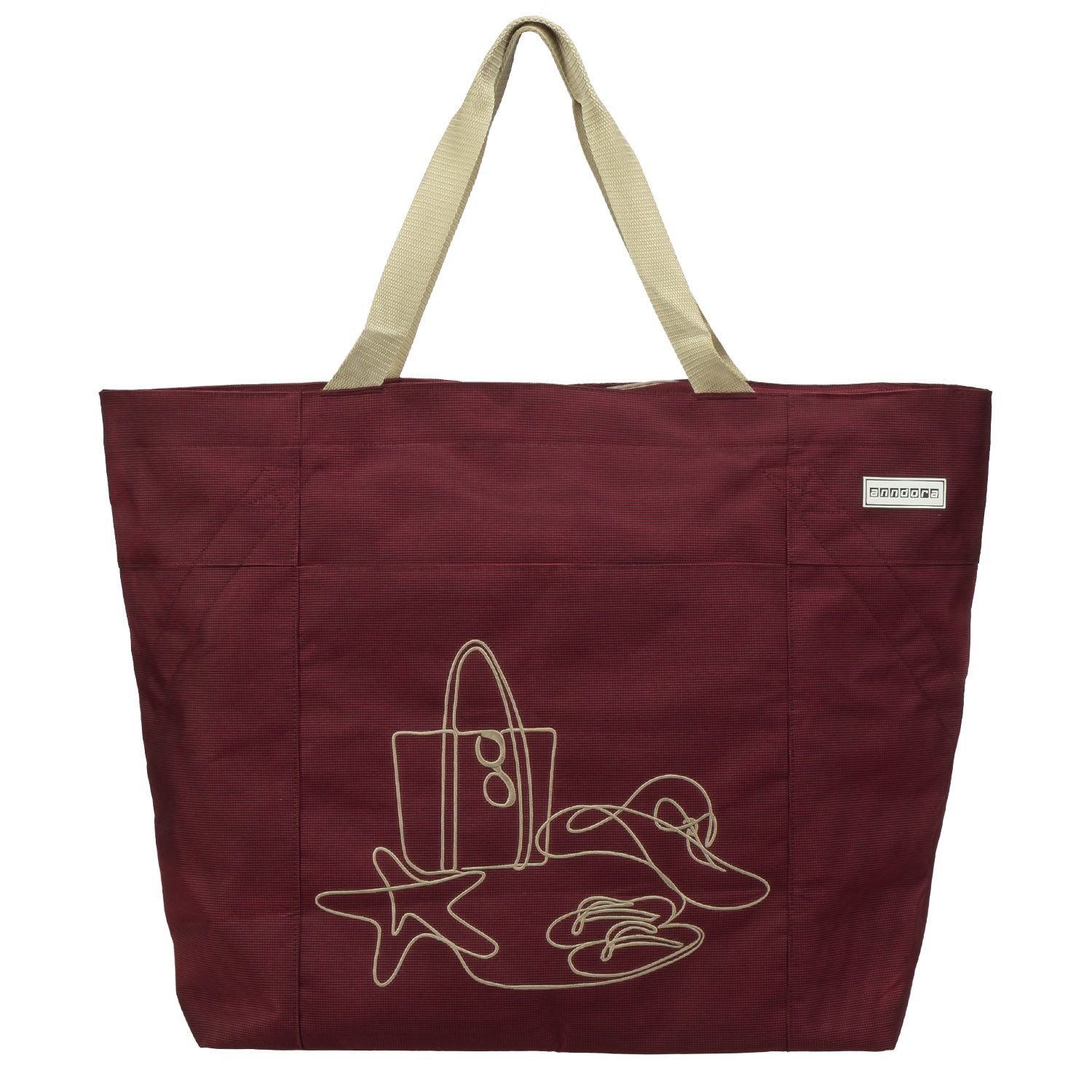 anndora XL-Strandtasche Schultertasche Freizeittasche 40 Liter, Geräumig – Stabil – Mit Reißverschluss – Innen- & Außenfach