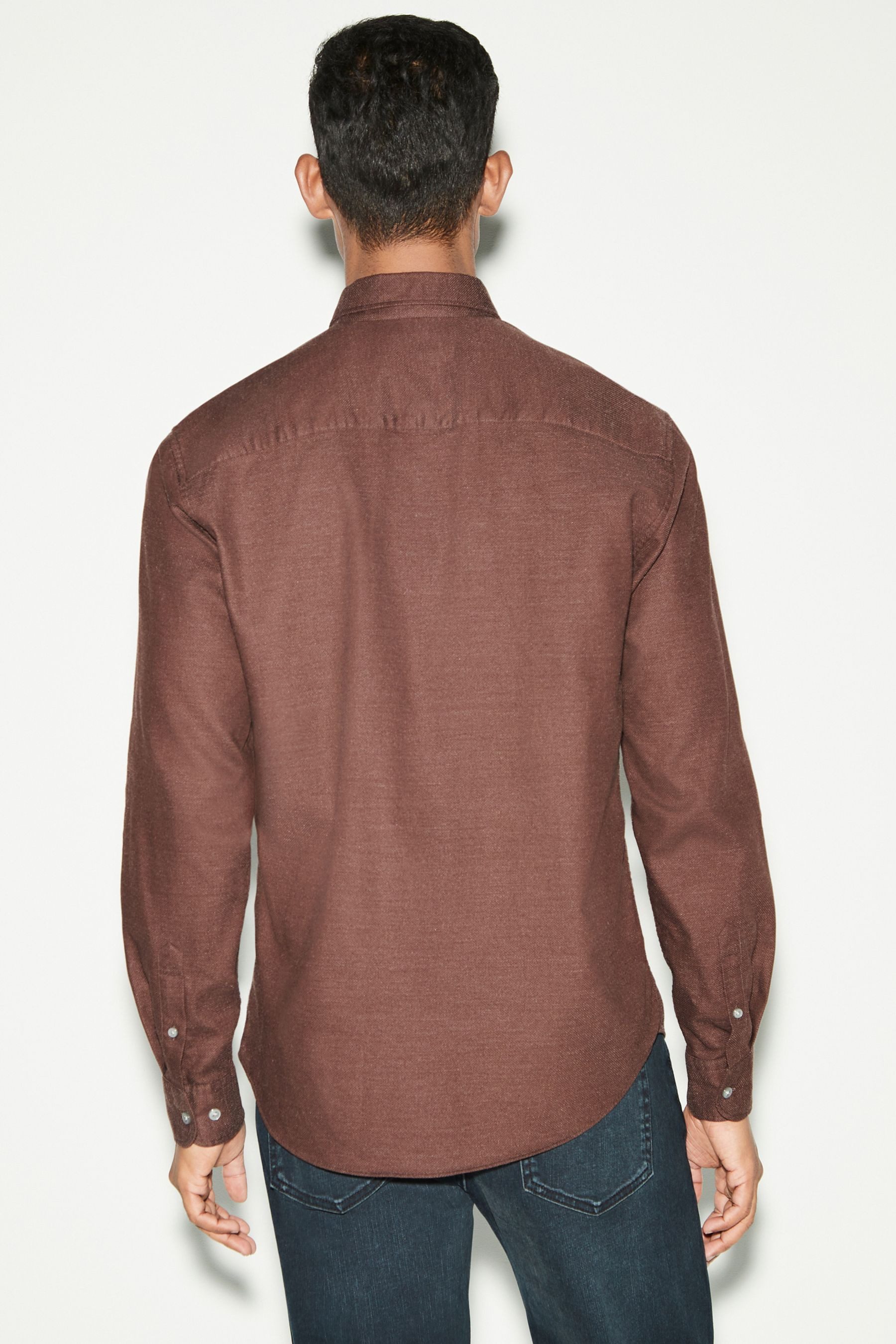 Next Langarmhemd Jeanshemd mit Haifischkragen aus Baumwolle (1-tlg)