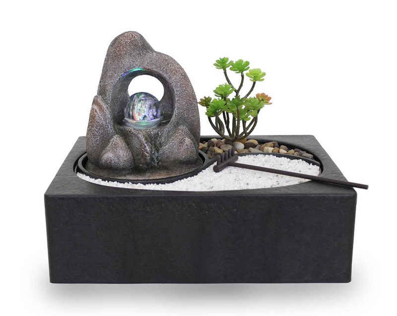 Kiom Zimmerbrunnen »Tischbrunnen Zen Garten ZenGarden Rock Led«, 29 cm Breite