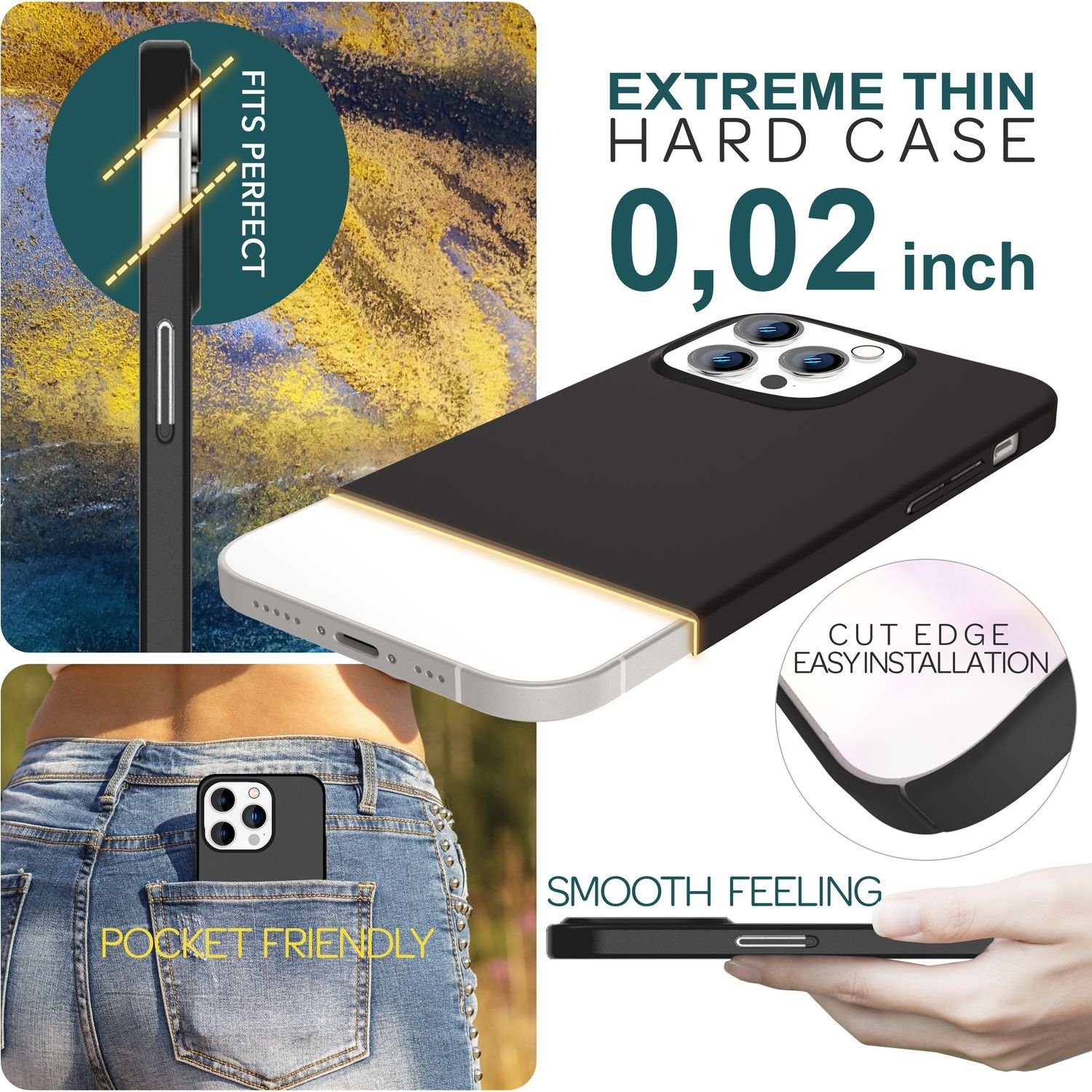 Nalia Smartphone-Hülle Apple iPhone 15 Pro Max 17 cm (6,7 Zoll), Ultra Dünne Hülle / Matt Hardcase / 0,5mm Slim-Fit / Anti-Fingerprint