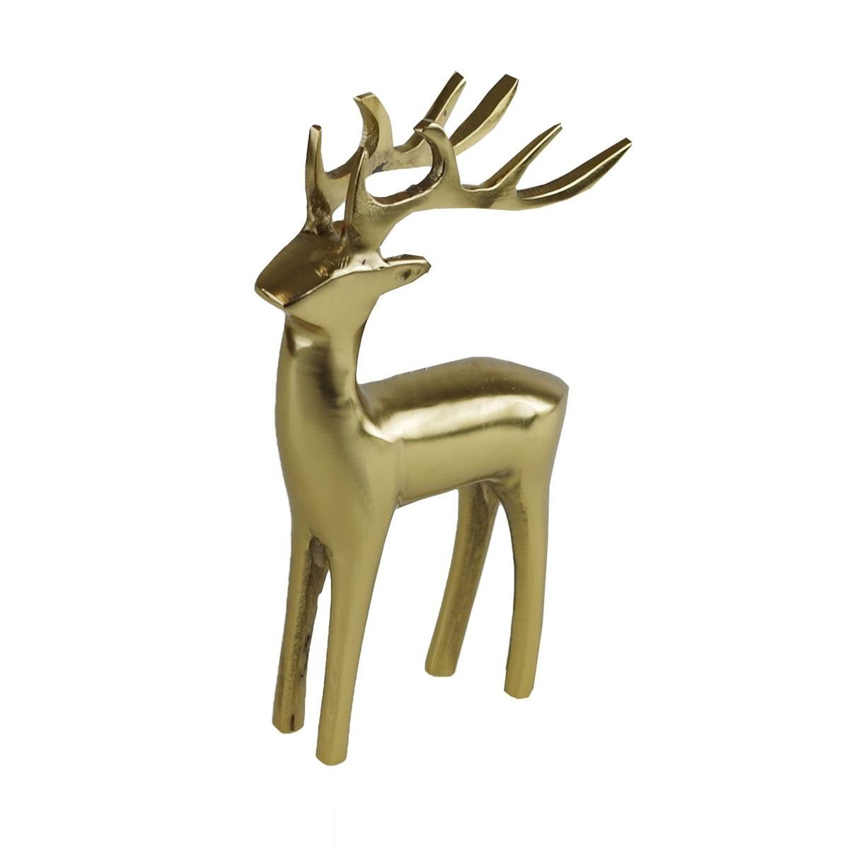 Lesli Living Dekoobjekt Dekohirsch liegend 22,5cm gold Aluminium poliert Hirsch Figur, zum Hinstellen