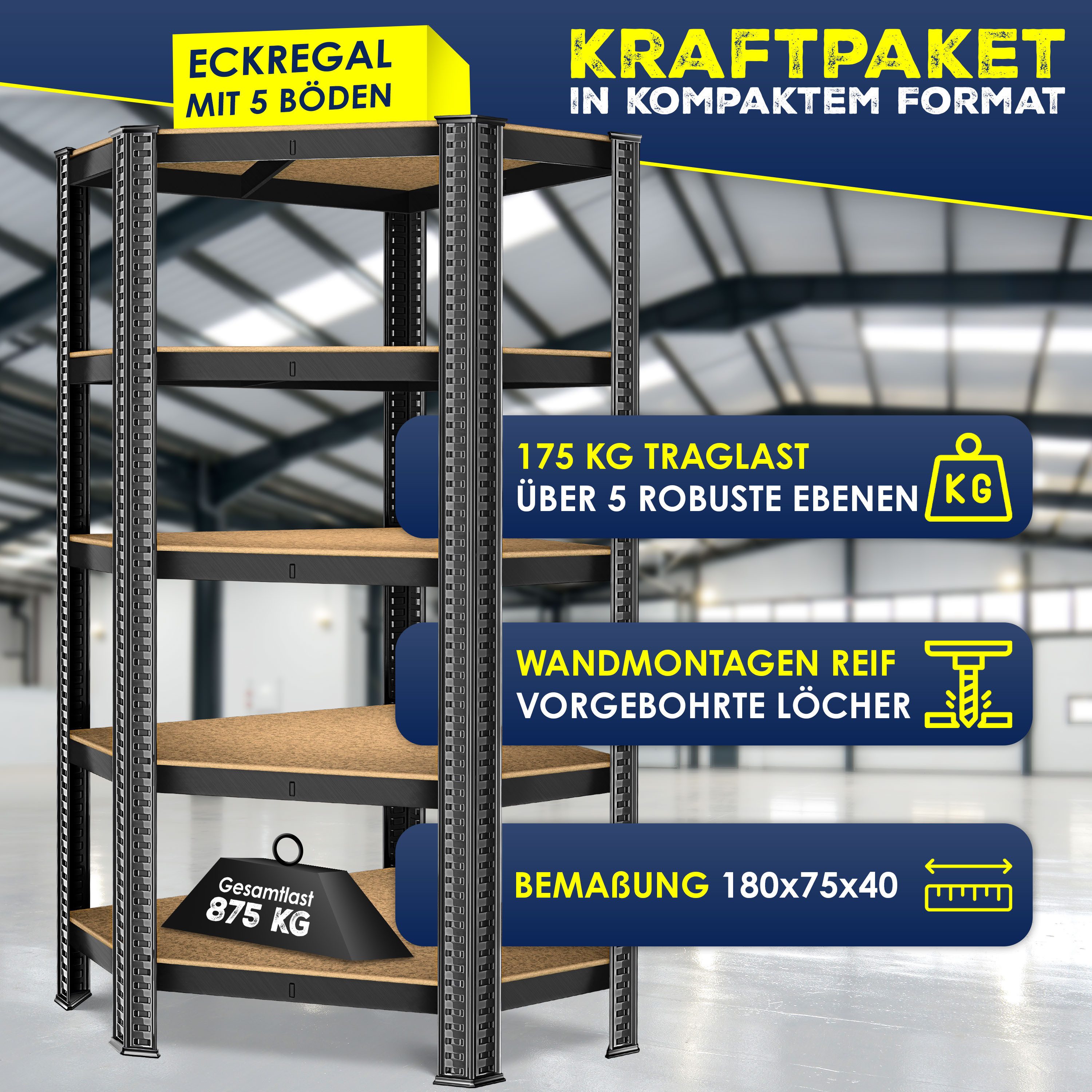 MASKO Schwerlastregal, Eckregal Lagerregal Schwerlastregal, Kellerregal, 18 günstig online kaufen