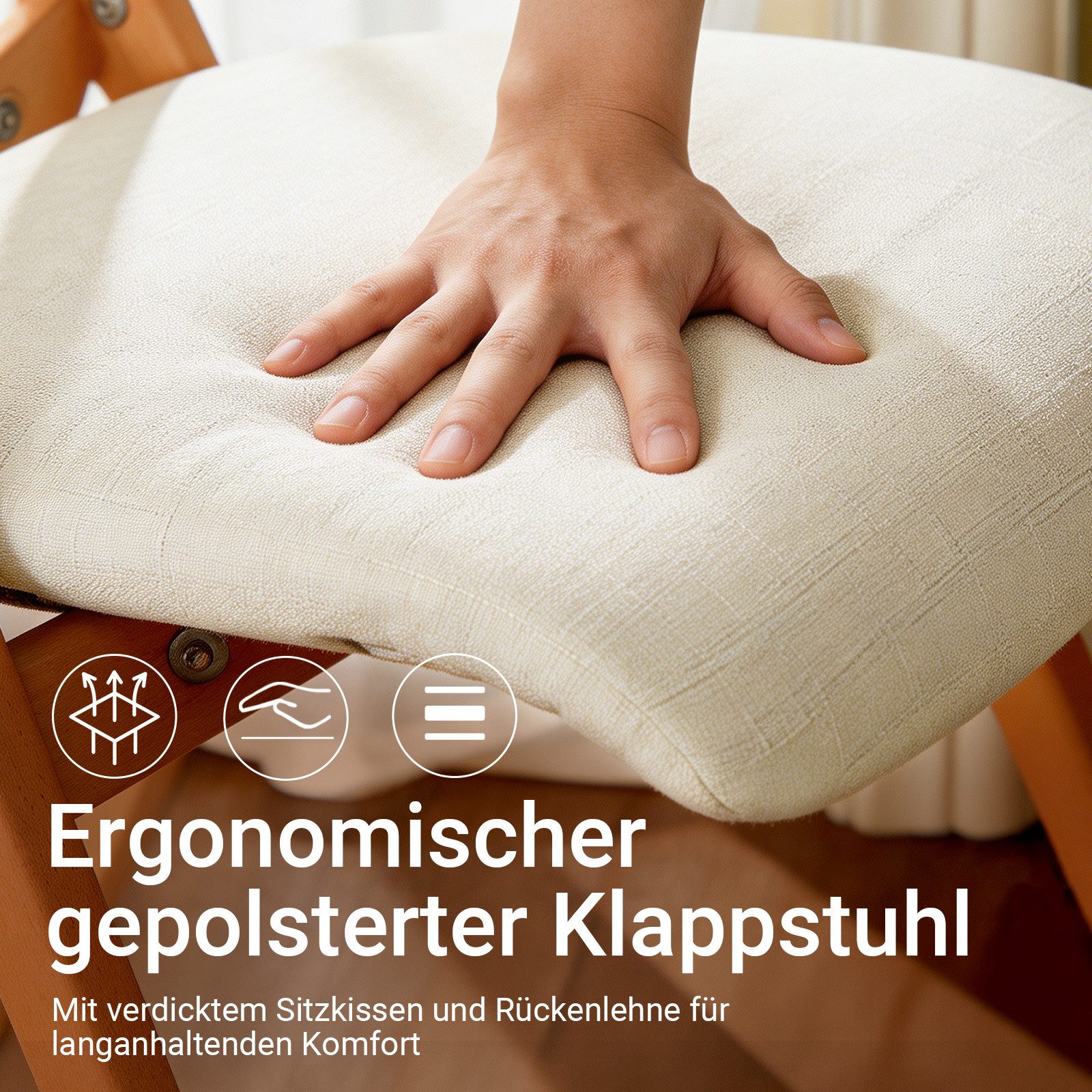SoBuy Klappstuhl FST92, Esszimmerstuhl Gartenstuhl Klappbar, Küchenstuhl, Holzstuhl, Klappstuhl mit Rückenlehne, bis 120 kg Belastbar, für Balkon & Küche