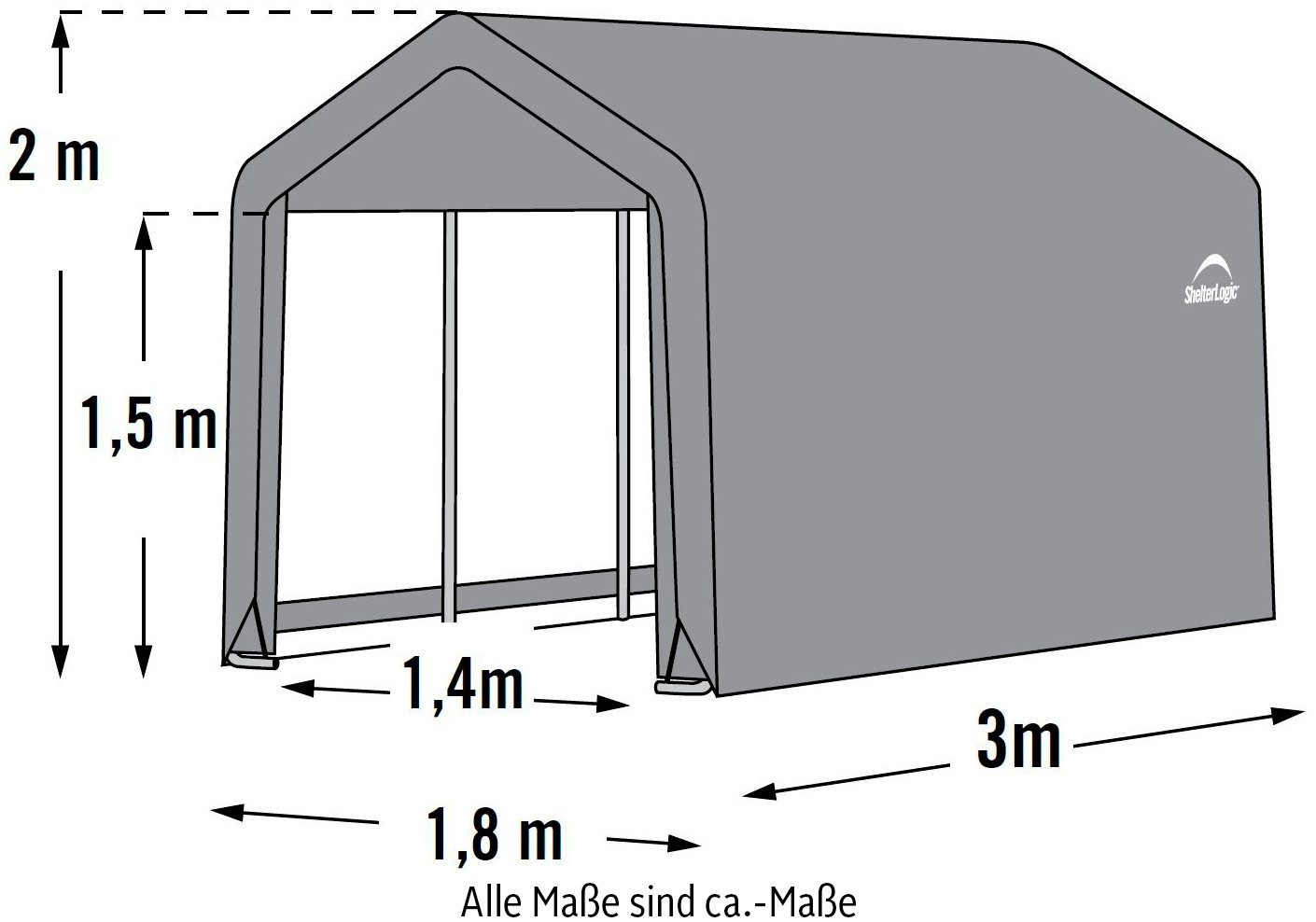 BxT: cm 180x300 ShelterLogic Foliengerätehaus,