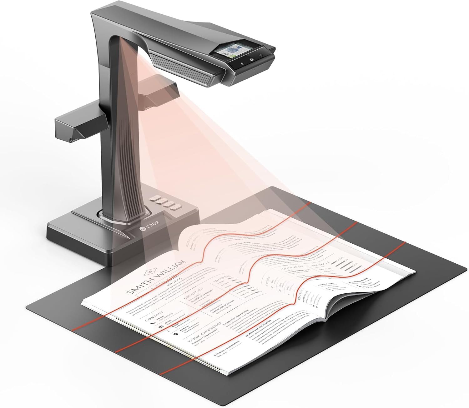 CZUR Buchscanner mit Auto-Seiten-Glättung Kontaktloses Scan für Archiv Buchscanner