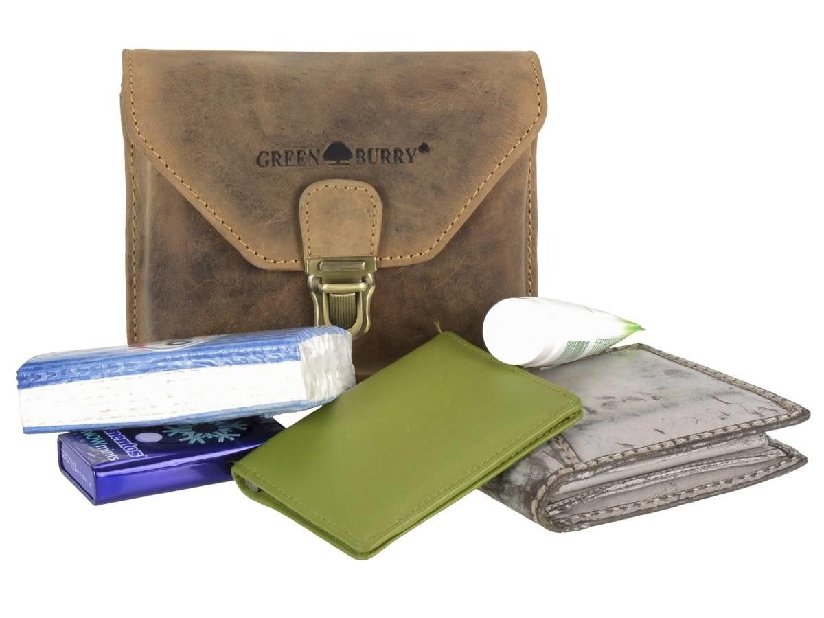 Greenburry Gürteltasche Vintage, Leder Bauchtasche, Bikertasche, braun