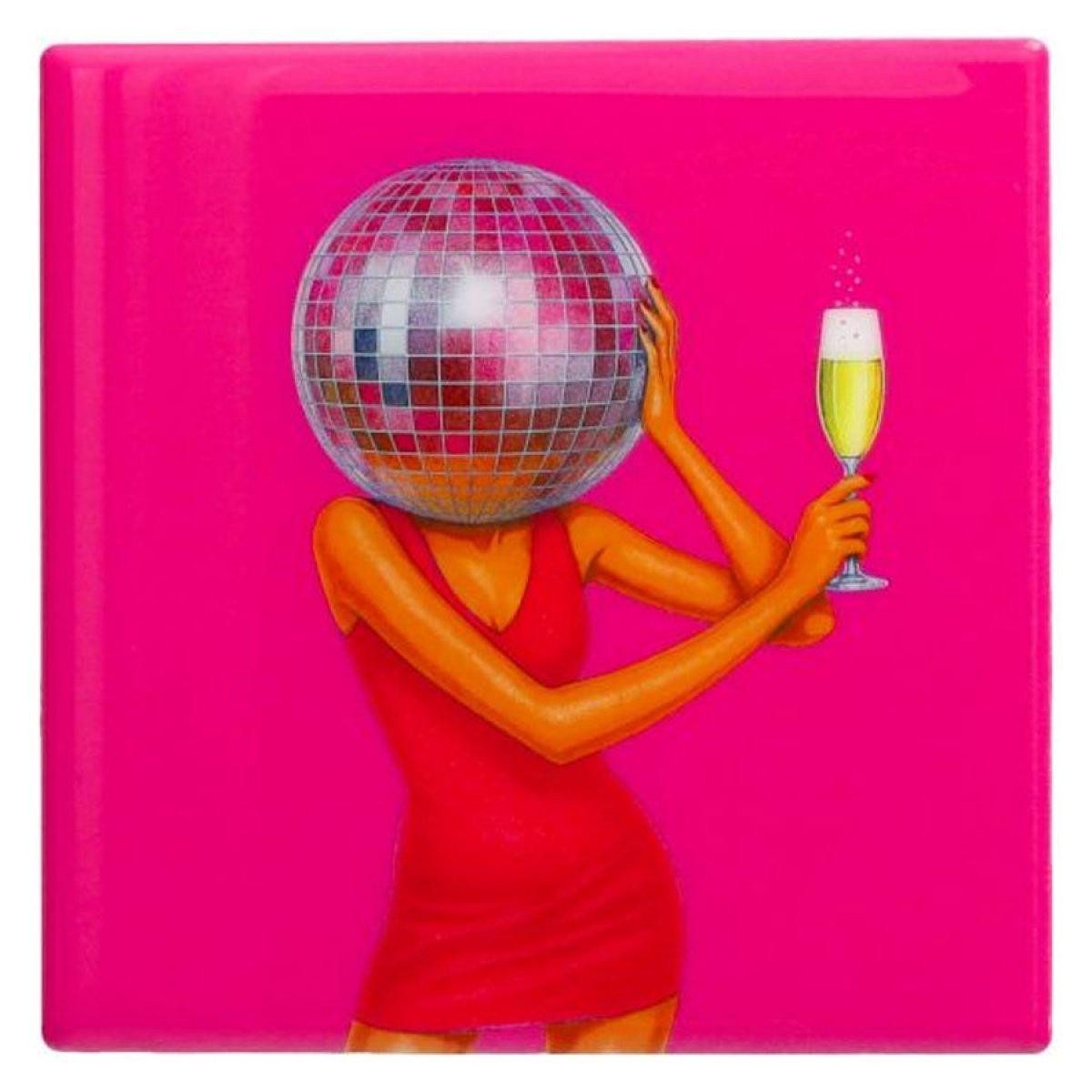 Giftcompany Getränkeuntersetzer Glasuntersetzer Love Tiles Frau mit Disco Kugel