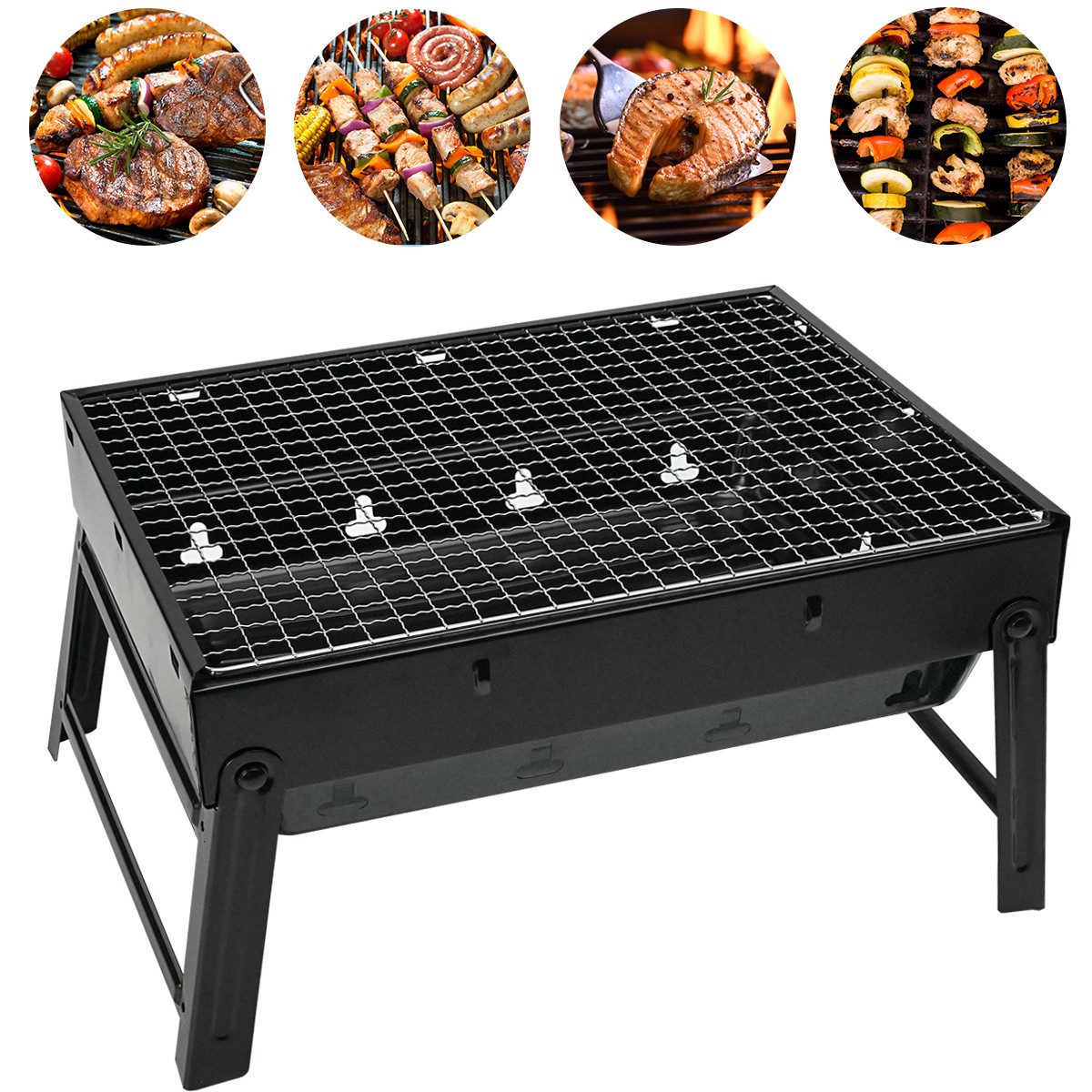 Sumosuma Holzkohlegrill aus Edelstahl, tragbarer faltbarer Barbecue Grill für Tischplatte, Outdoor, Picknick, Garten, Terrasse, Camping, Reisen BBQ