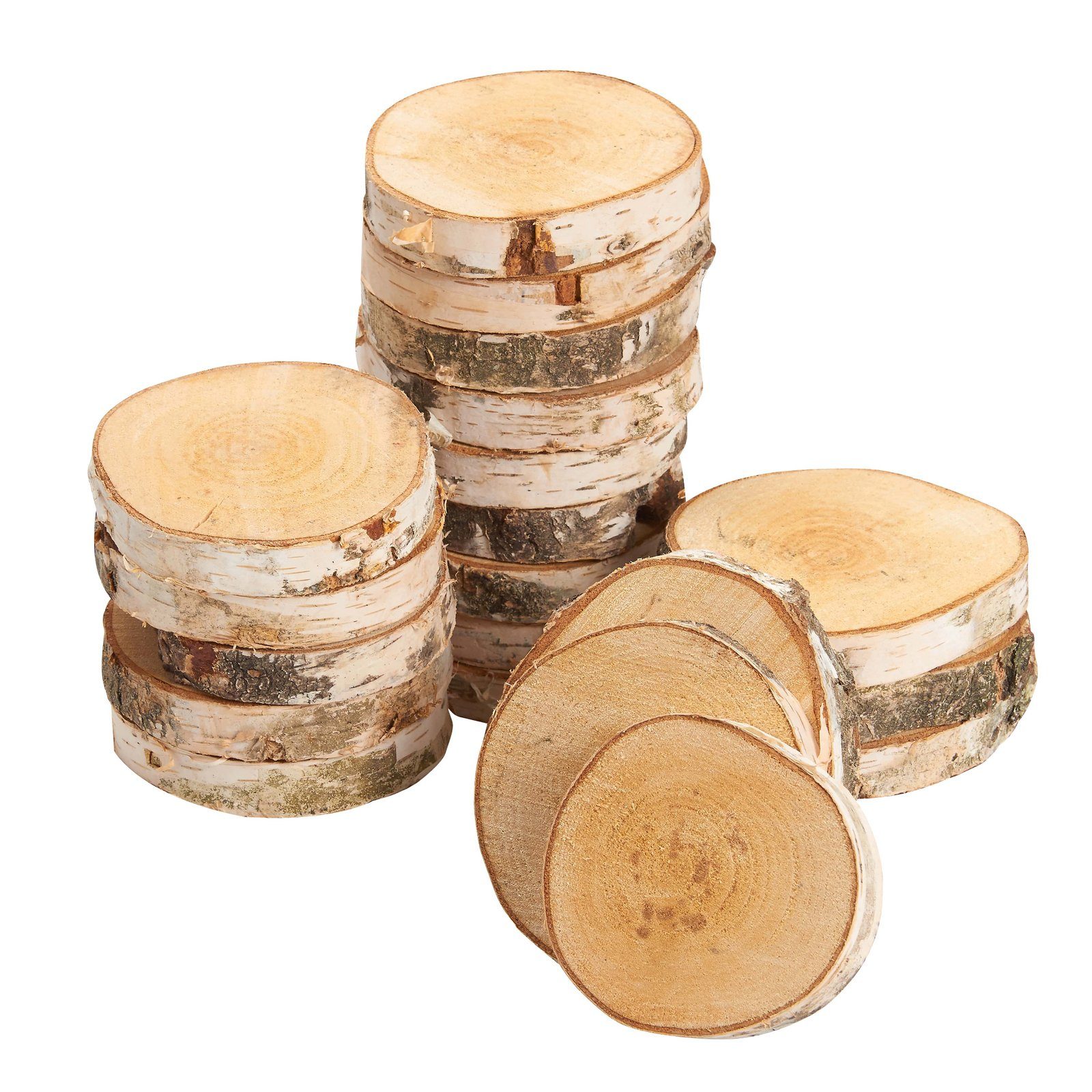 Thumbnail - matches21 HOME & HOBBY Bastelnaturmaterial Kleine Baumscheiben Birke Holz-Platten Holzscheiben in 10 - 12 cm, (20-tlg), ...