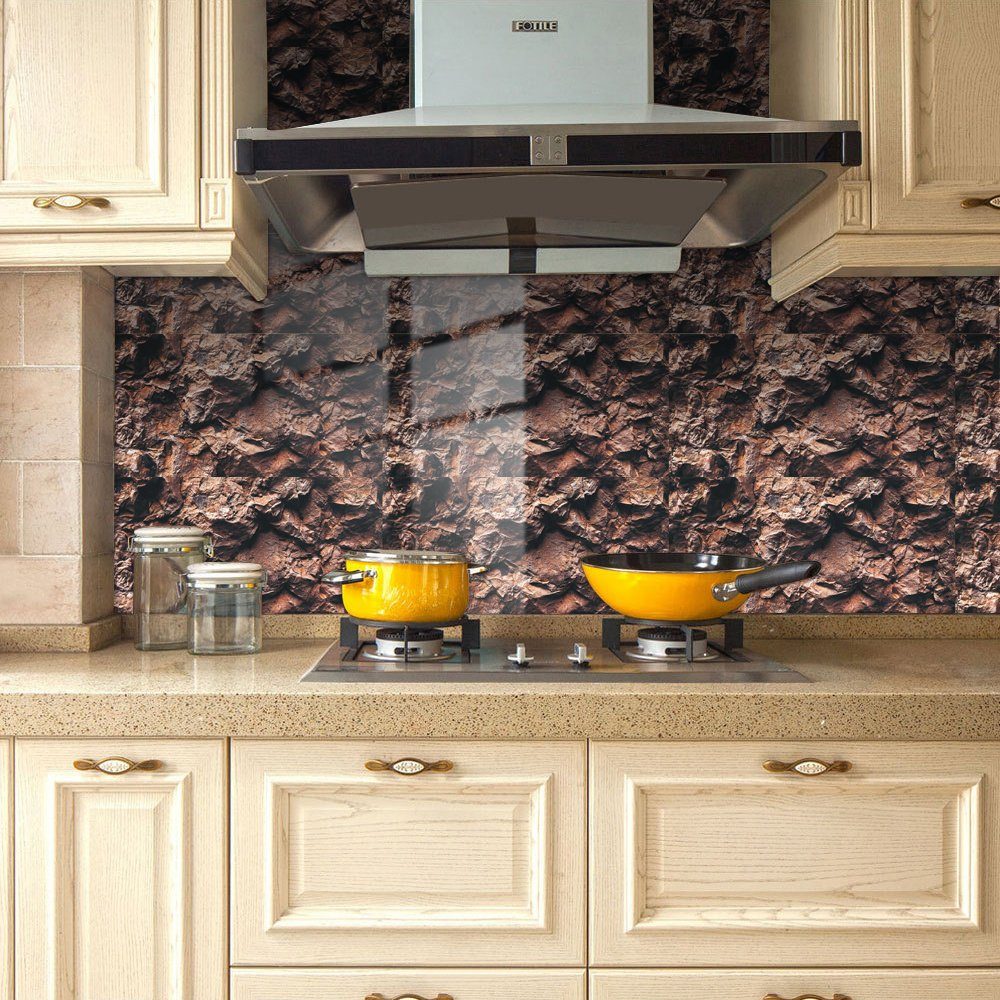 COOL-i ® Fliesenaufkleber Klebefliesen 4 Stück -30cm x 15cm, 3D Fliesenaufkleber (Marmor Optik), PVC Wasserfest,Selbstklebend,Hitzebeständig,Starke Klebefähigkeit