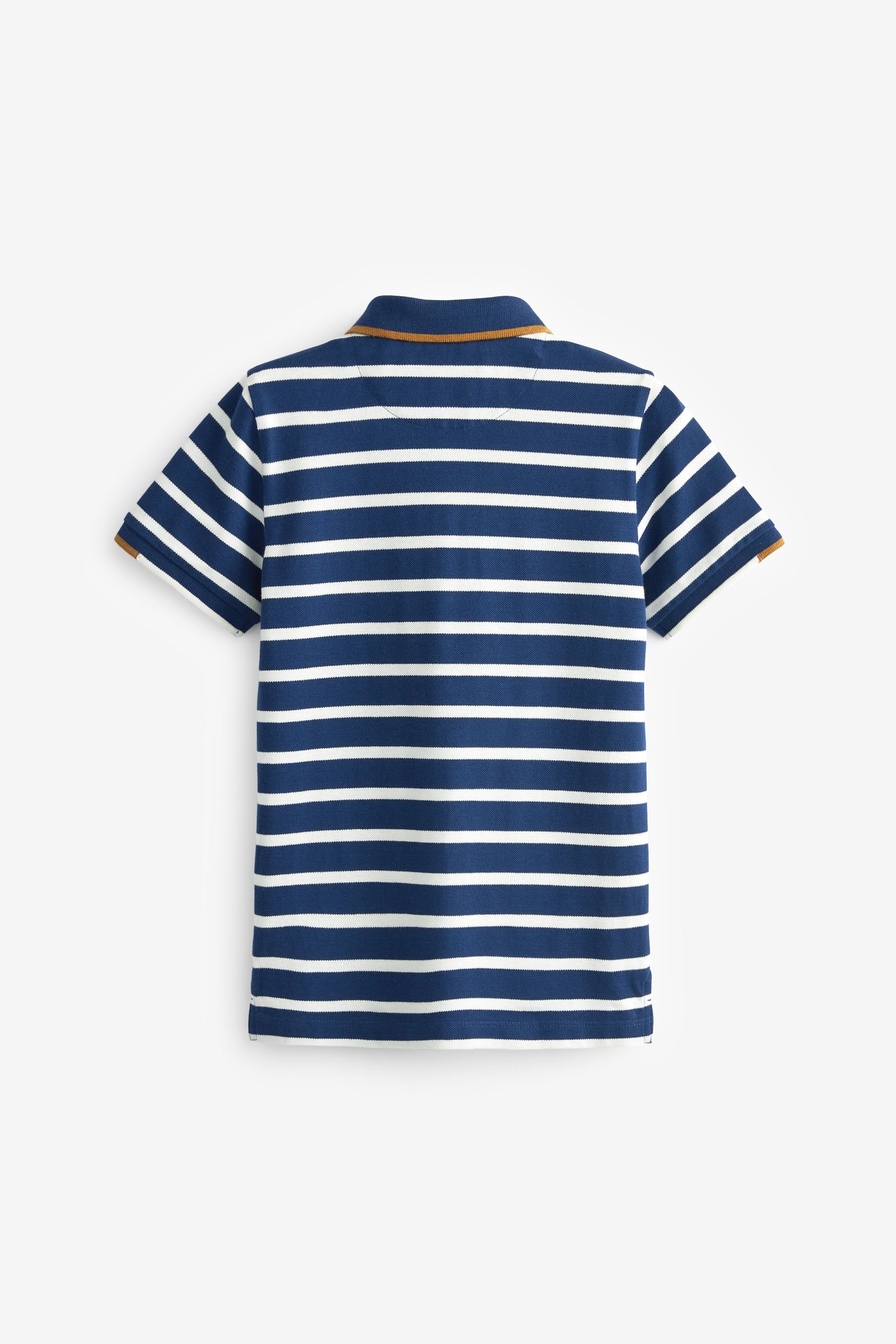 Next Poloshirt Kurzärmeliges Polohemd mit (1-tlg) Navy Streifen Blue