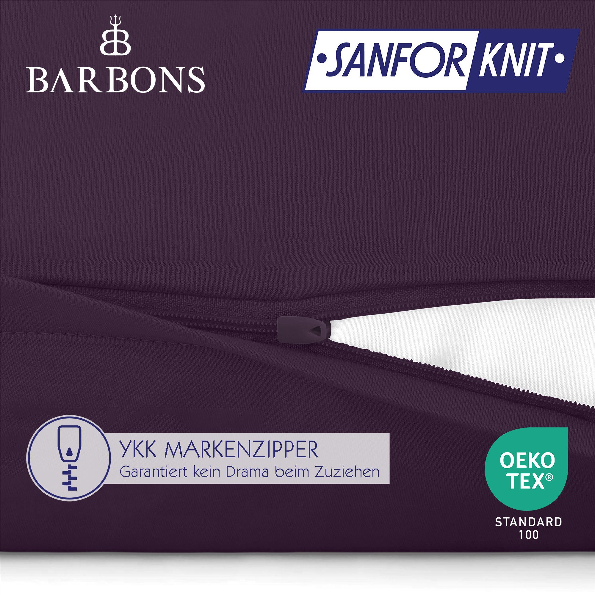 BARBONS Kissenbezug 100% Baumwolle Kissenbezug, weiche Kopfkissenbezug, Kissenhülle, (2 Stück), 165 g/m², Jersey – Bild 4 von 5