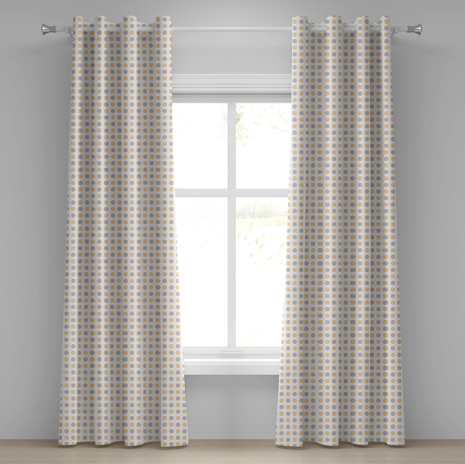 Wohnzimmer, 2-Panel-Fenstervorhänge Punkte Jahrgang für Abakuhaus, Schlafzimmer Shabby Gardine Farbige Dekorative