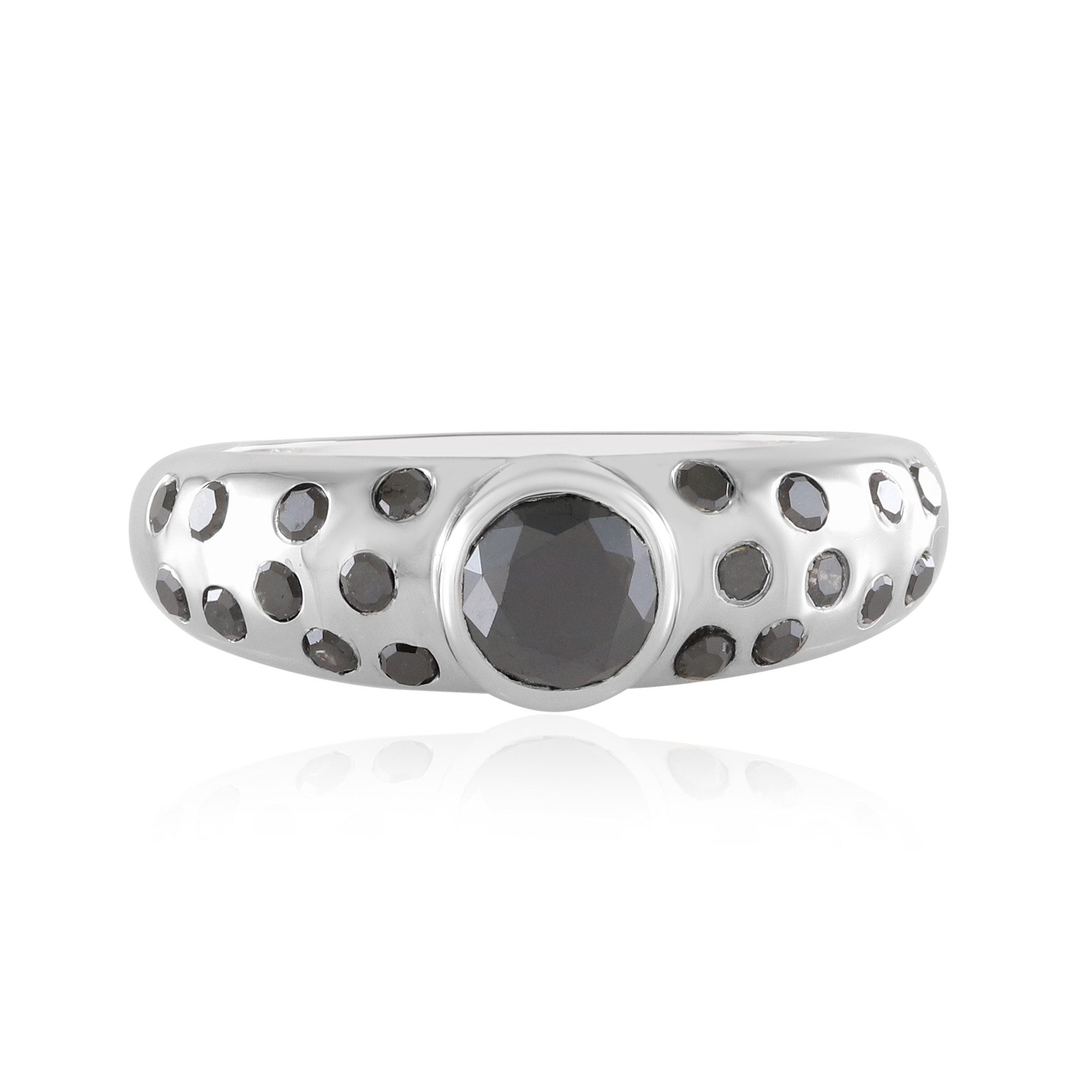 Cavill Diamantring Cavill Ring mit 0,765 ct schwarzem Diamant, Weißgold 375, modern (1-tlg)
