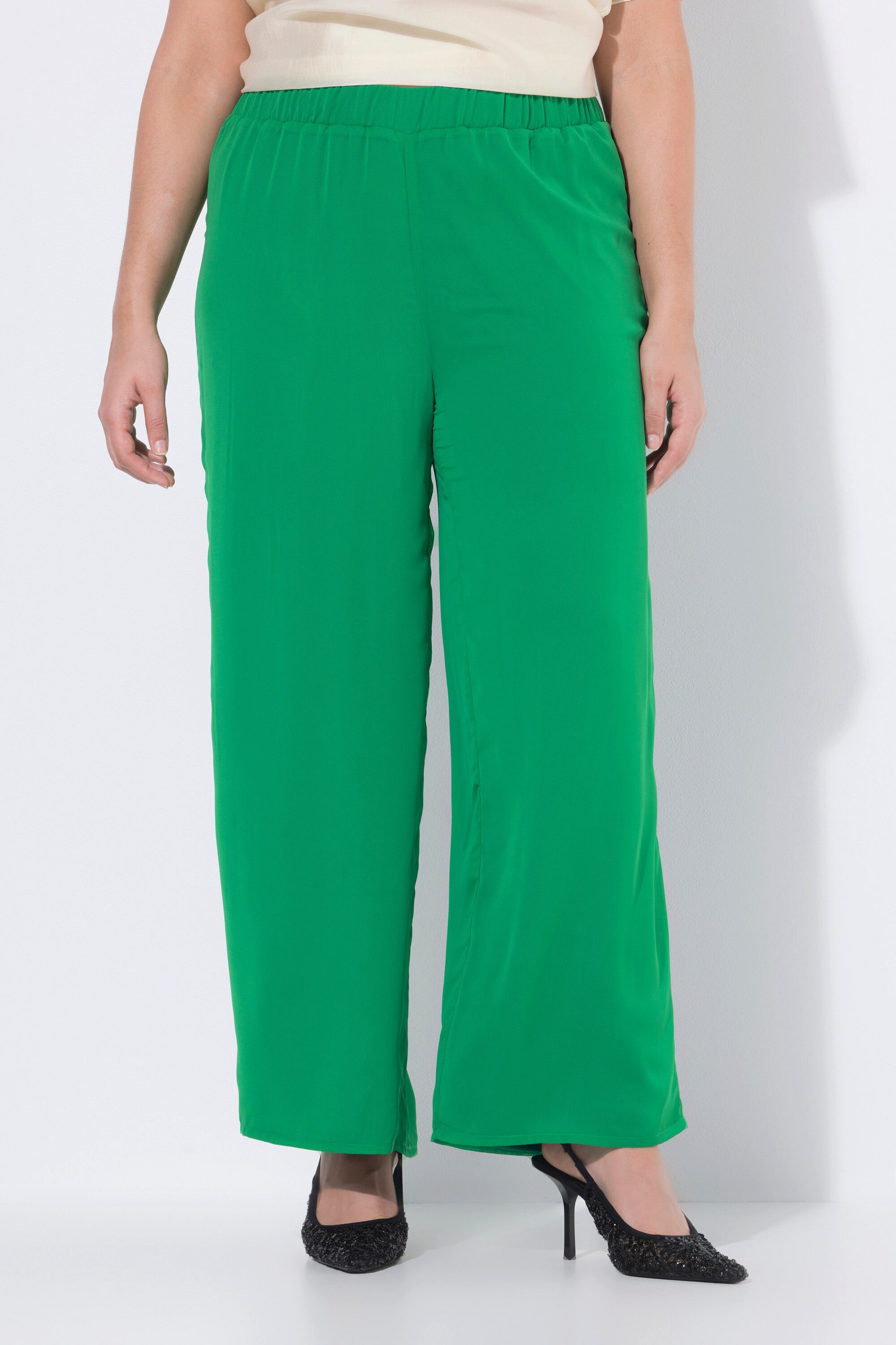 Ulla Popken Schlupfhose Chiffonhose doppellagig weites Bein Elastikbund