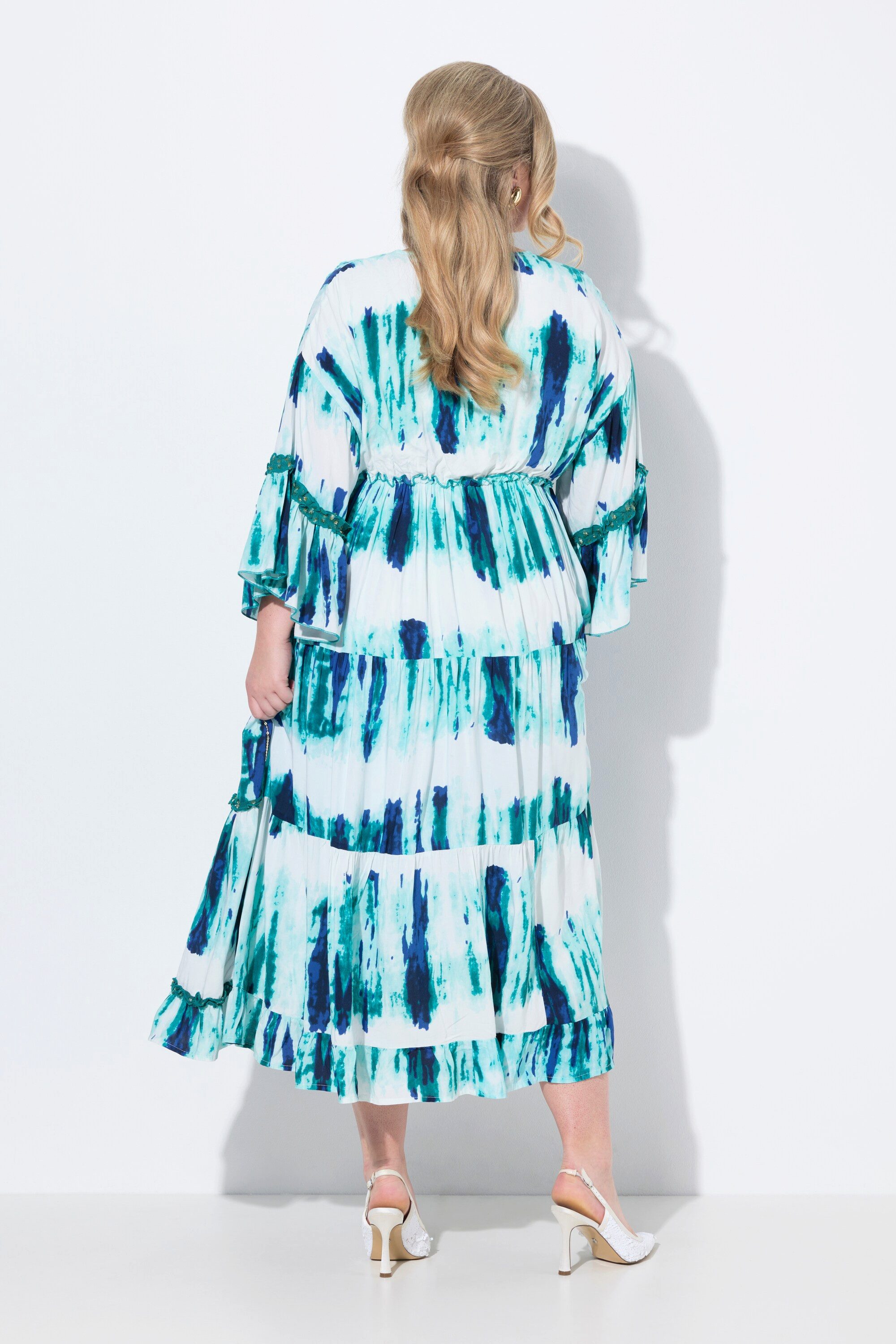 MIAMODA Maxikleid Maxikleid A-Linie Stickereien Batik-Streifen