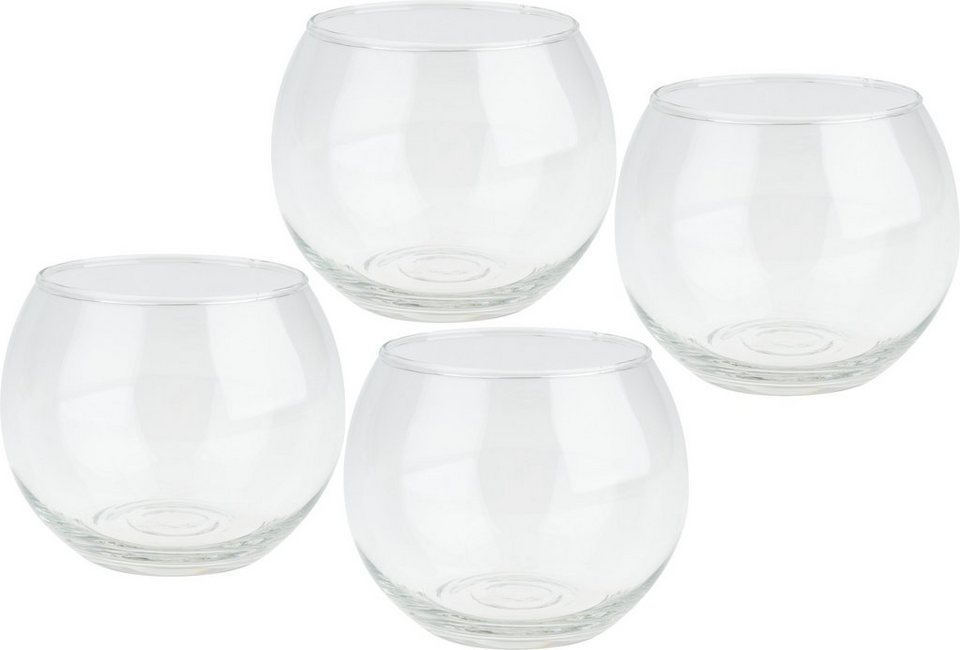 VBS Windlicht Teelichtglas Bowl, 10,5 cm x 8,5 cm 4er-Pack