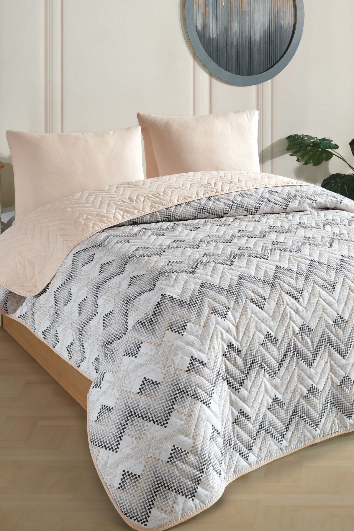 Formeya Tagesdecke Wendbare Piqué-Tagesdecke 200x230 cm für Doppelbett