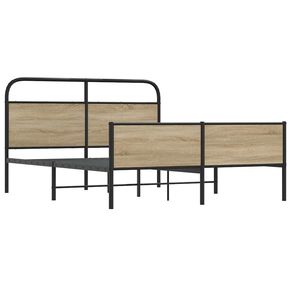 vidaXL Bett Metallbett ohne Matratze Räuchereiche günstig online kaufen