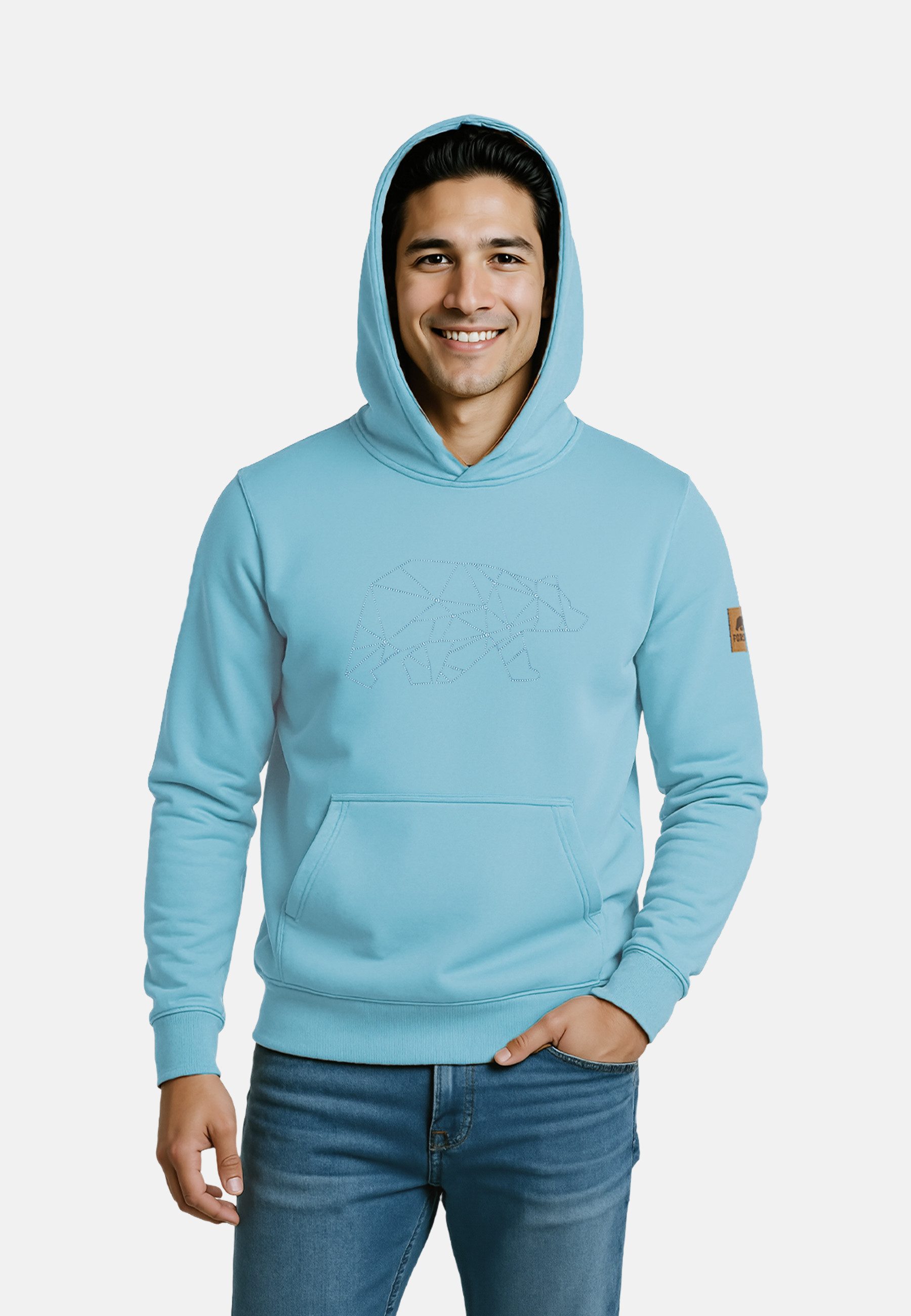 FORSBERG Sweatshirt Hoodie mit gesticktem Polygonbär günstig online kaufen