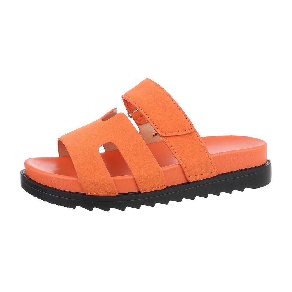 Ital-Design Damen Mules Freizeit Plateausandaletten (85697990) Flach Pantoletten in Orange