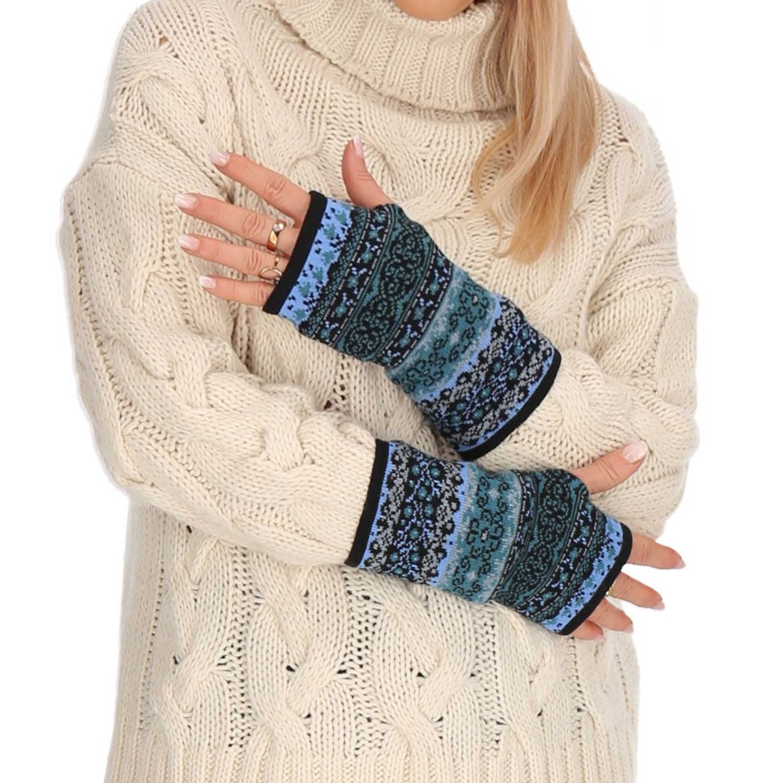 Armstulpen Armstulpen Handwärmer Handschuhe Pulswärmer extrafeiner Jacquardstoff