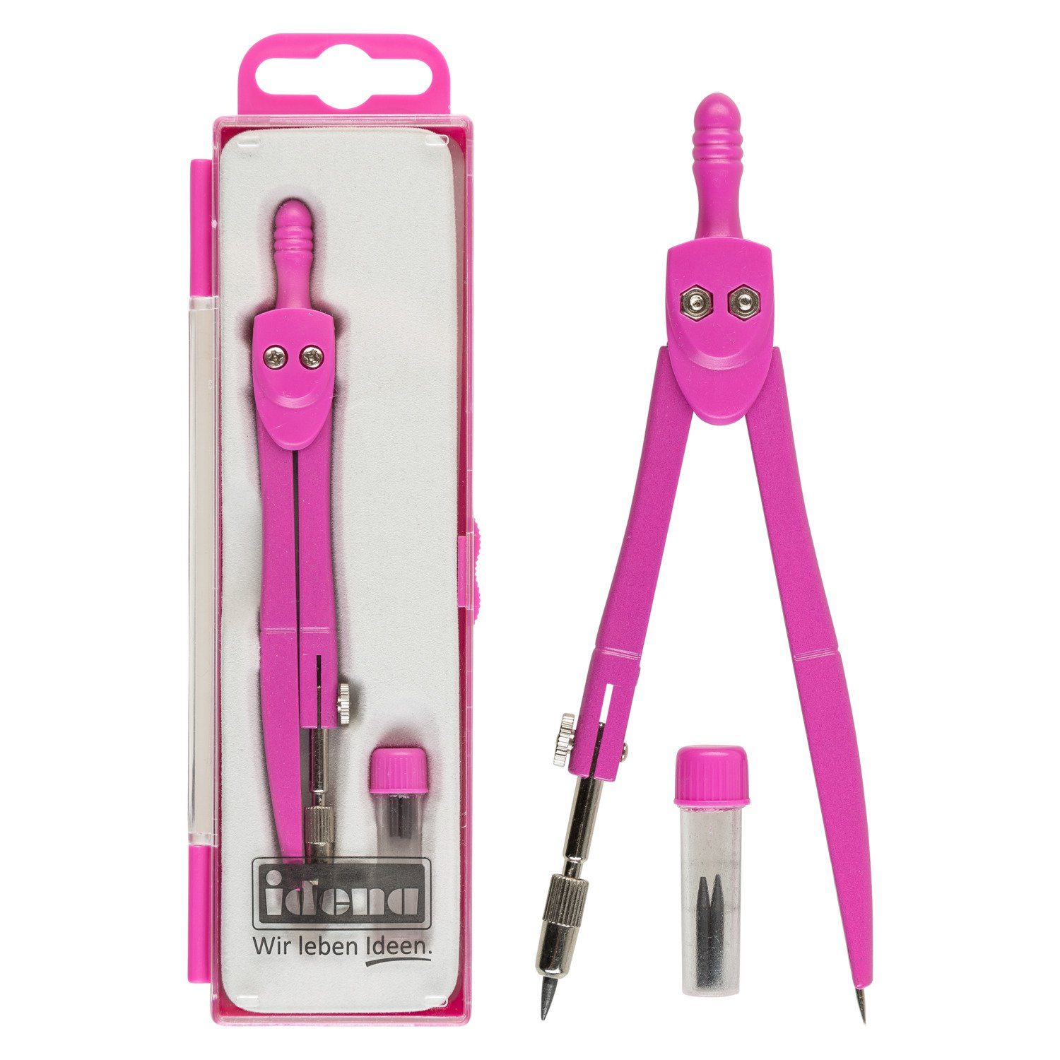 Idena Zirkel Idena 22071 - Schulzirkel mit Ersatzminen, pink, 1 Stück