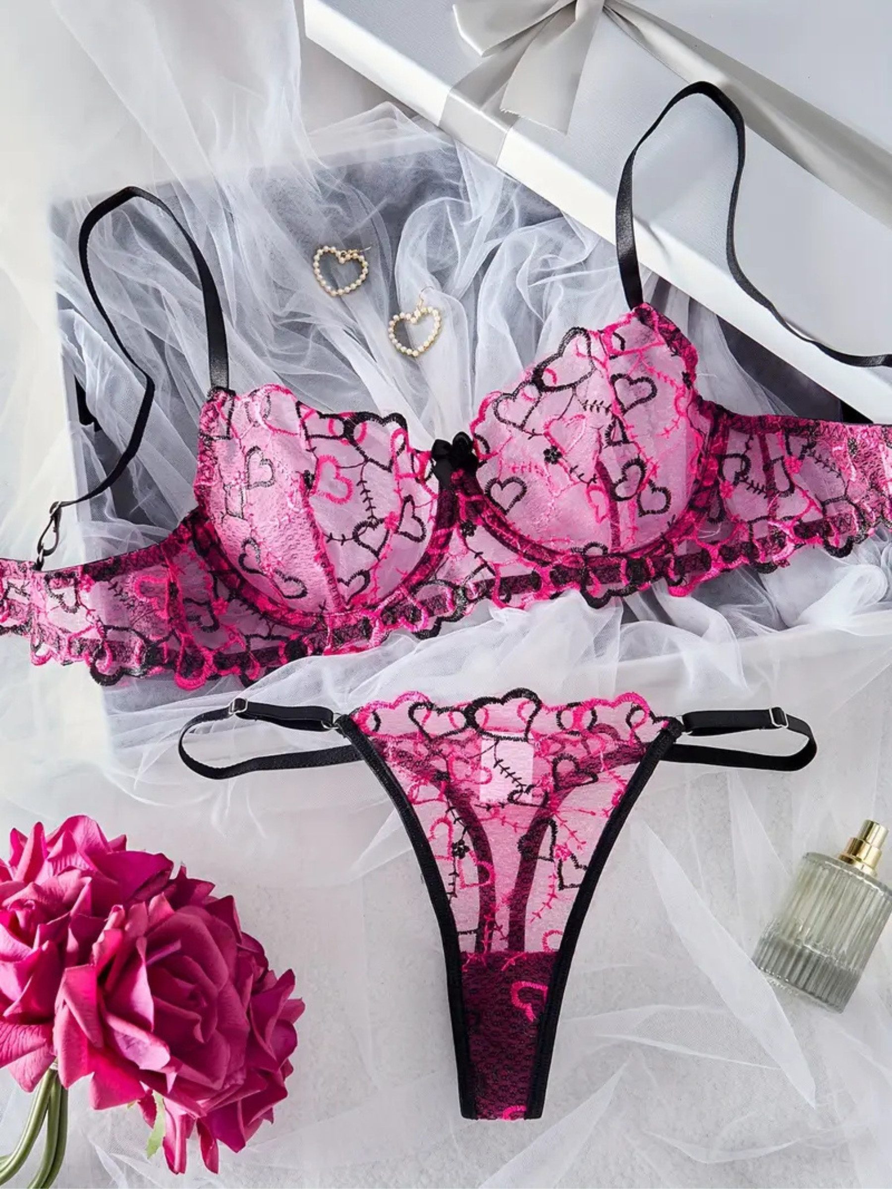 Set: Bügel-BH Elegantes Dessous-Set - Lingerie-Set mit Tanga