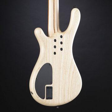 FAME E-Bass, E-Bass, Bass Gitarre mit 5 Saiten und Esche Korpus, Bass mit 2 aktiven Single Coils und aktiver 2-Band Klangregelung, Baphomet II 5 Natural Ash, E-Bass, 5-Saiten Bass Gitarre, Aktive Single Coils