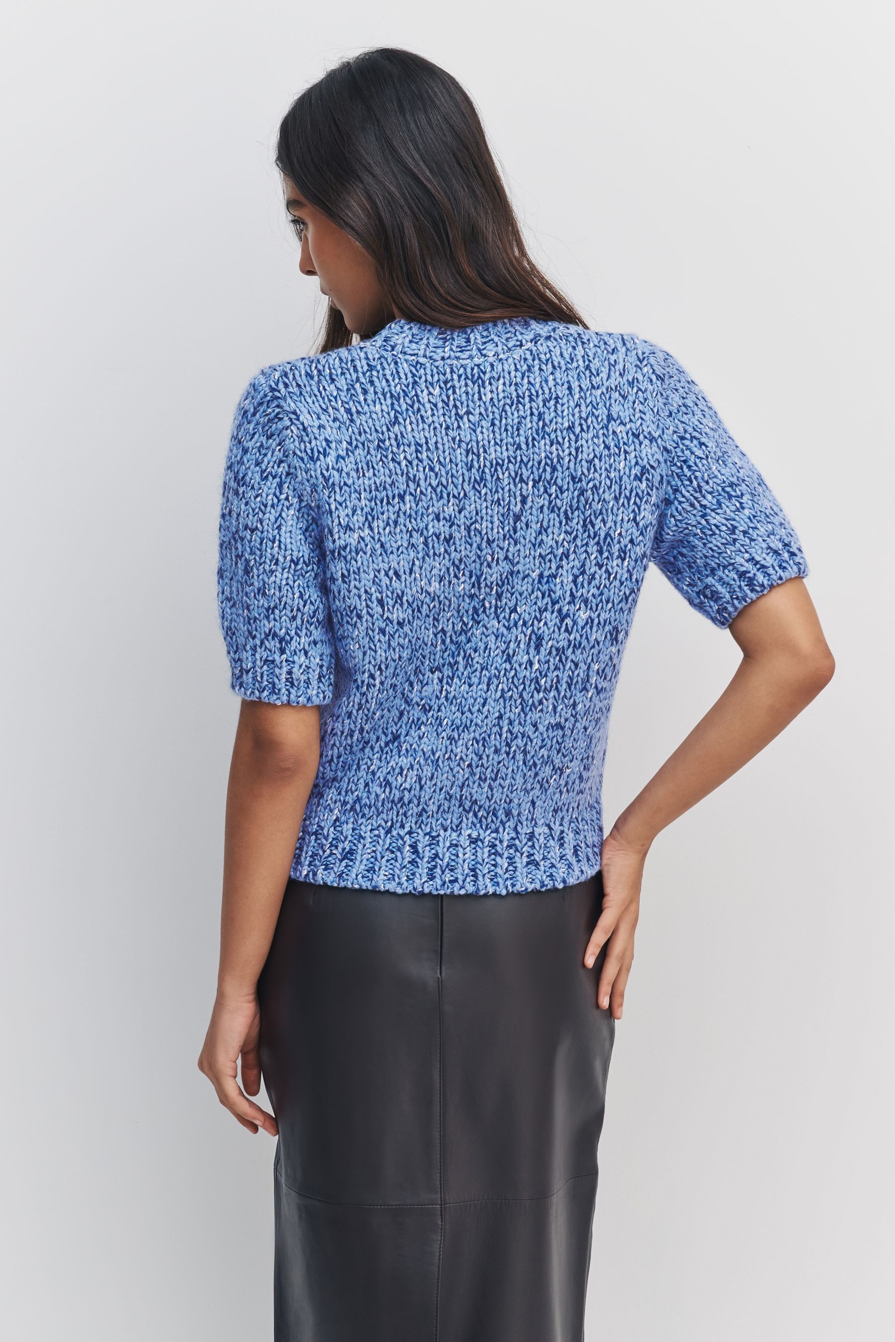Next Kurzarmpullover Twist-Strick T-Shirt mit halblangen Ärmeln (1-tlg)