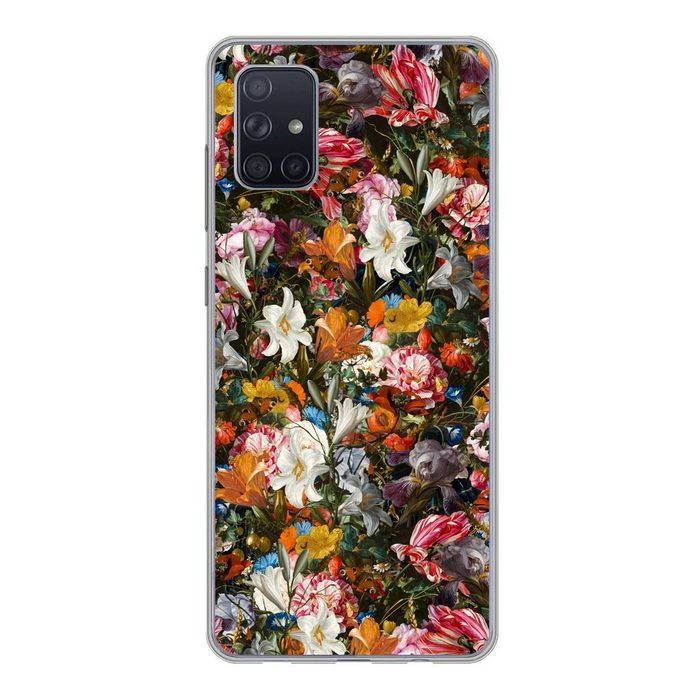 MuchoWow Handyhülle Blumen - Schmetterling - Design - Kunst - Abstrakt - Malerei - Alte Phone Case Handyhülle Samsung Galaxy A71 Silikon Schutzhülle
