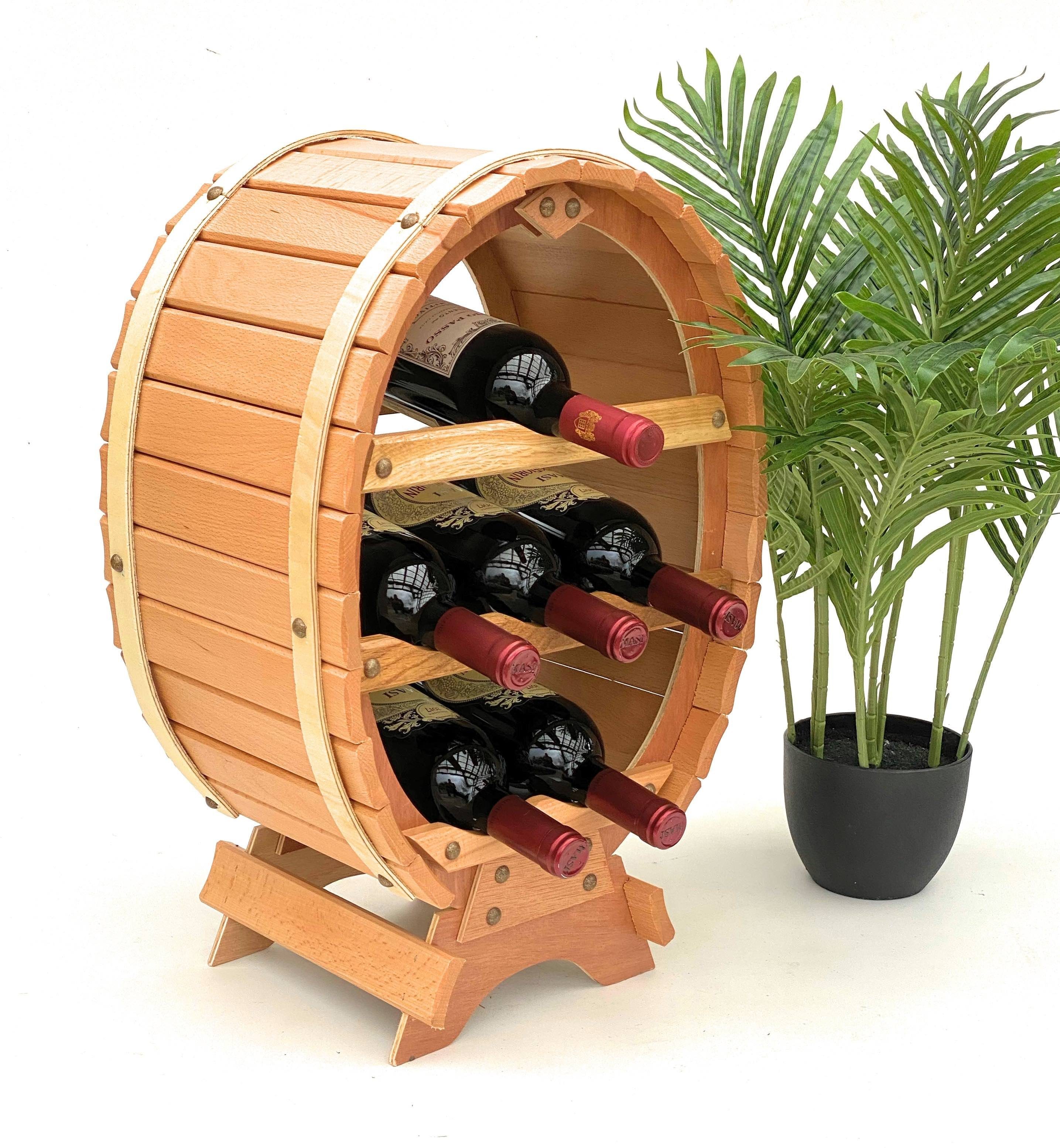 Weinregal Holz Stehend Weinfass 6 Flaschen Natur Flaschenregal Flaschenhalter