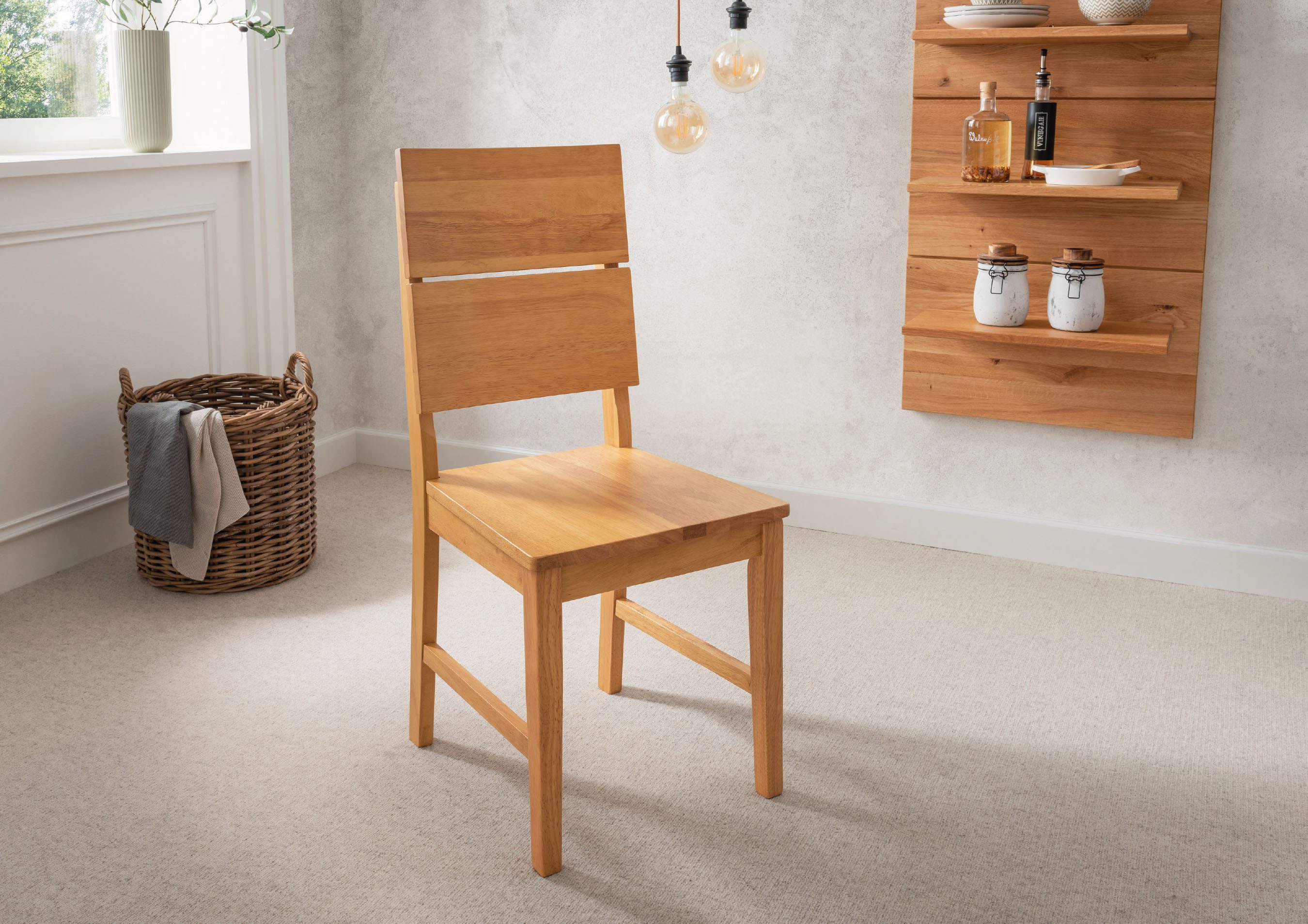 Woodroom Holzstuhl Kota (2er-Set aus massiven Heveaholz, lackiert), moderne günstig online kaufen
